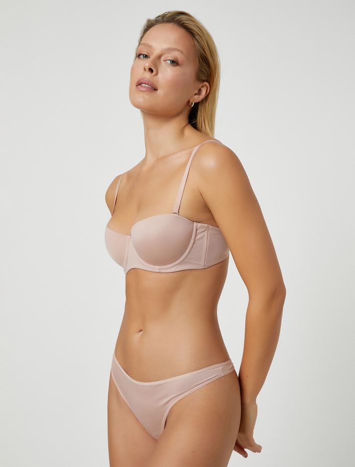  Dolgusuz Basic Sütyen Straplez Kaplı Balenli