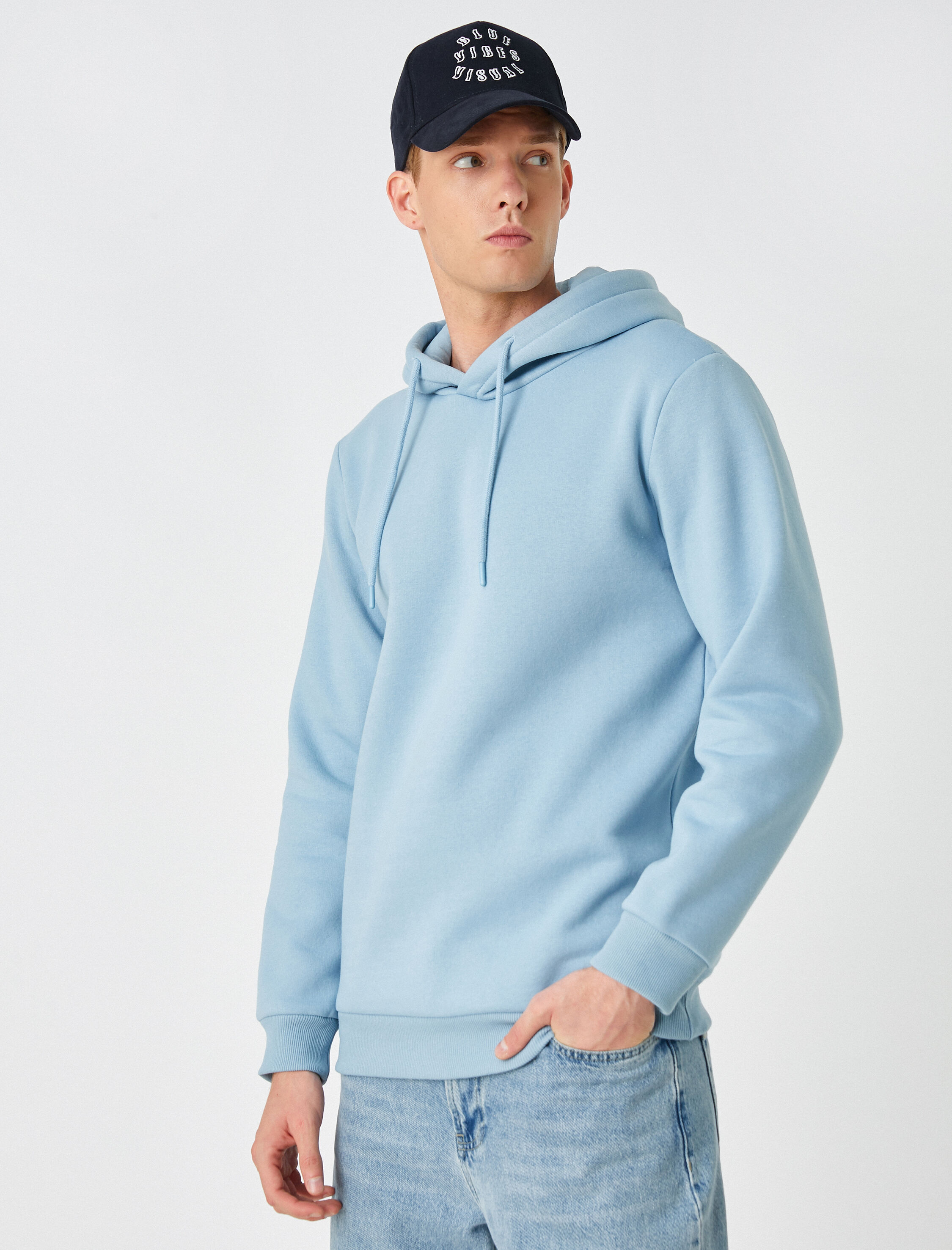   Basic Kapşonlu Sweatshirt Şardonlu
