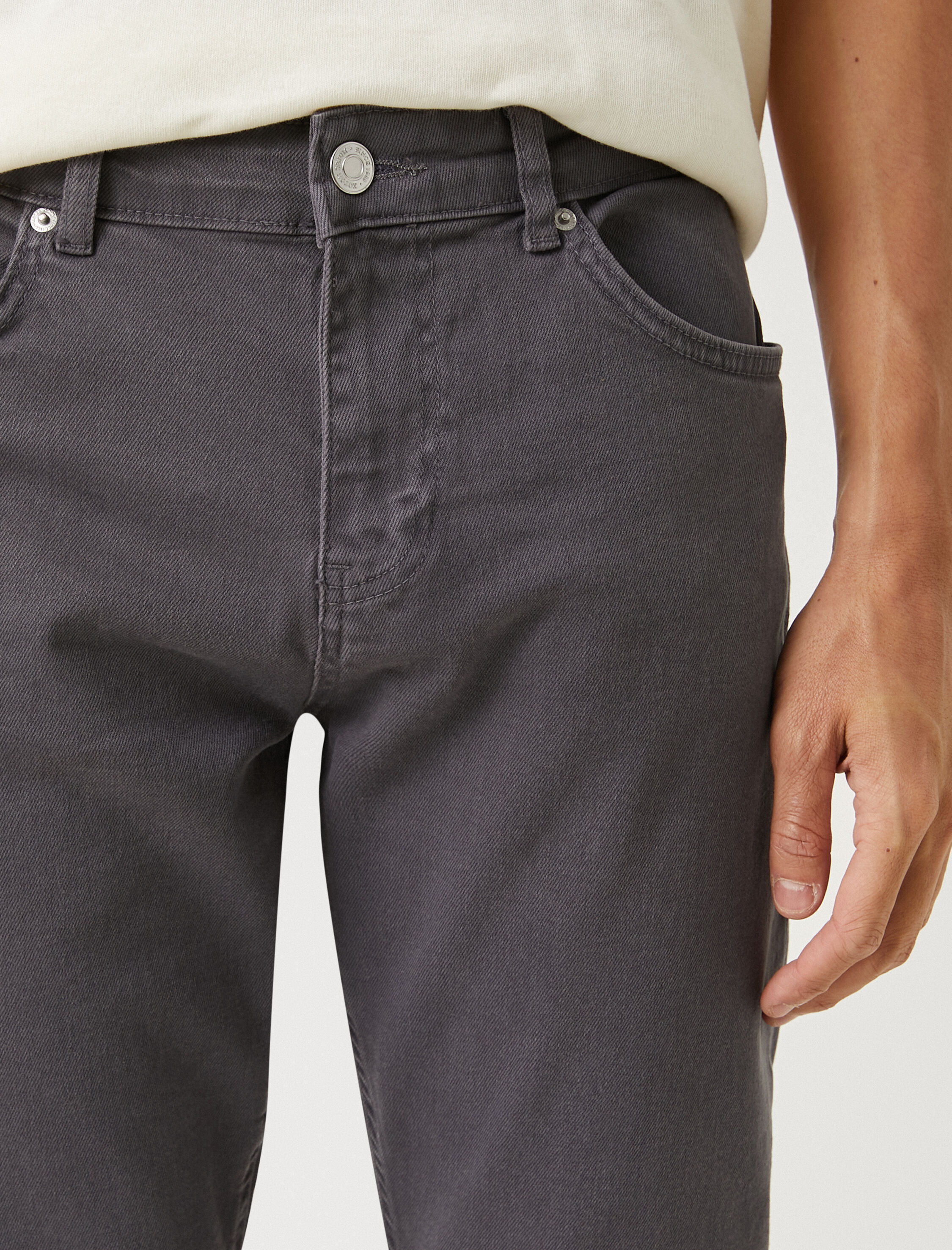   Basic Dokuma Pantolon Düğme Detaylı 5 Cepli