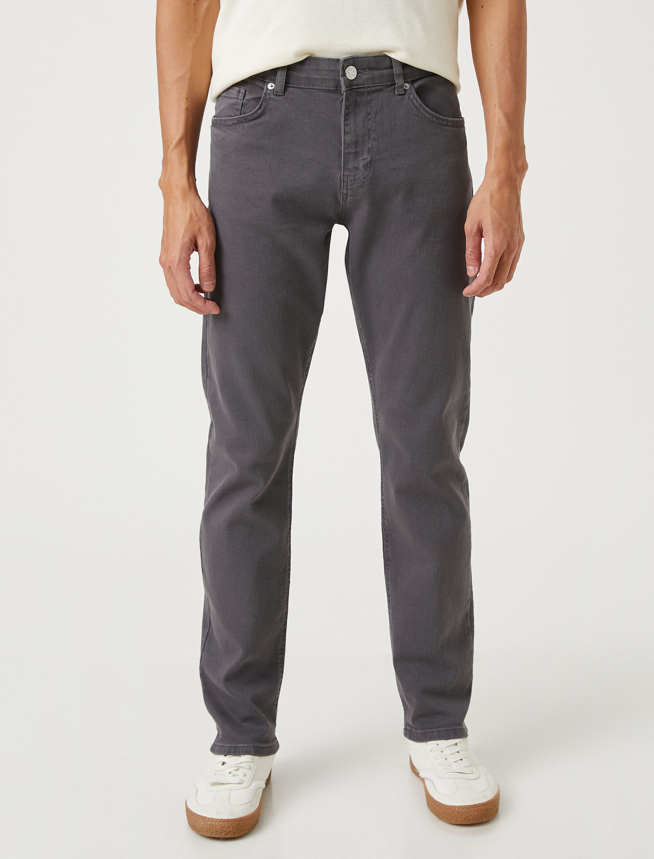   Basic Dokuma Pantolon Düğme Detaylı 5 Cepli