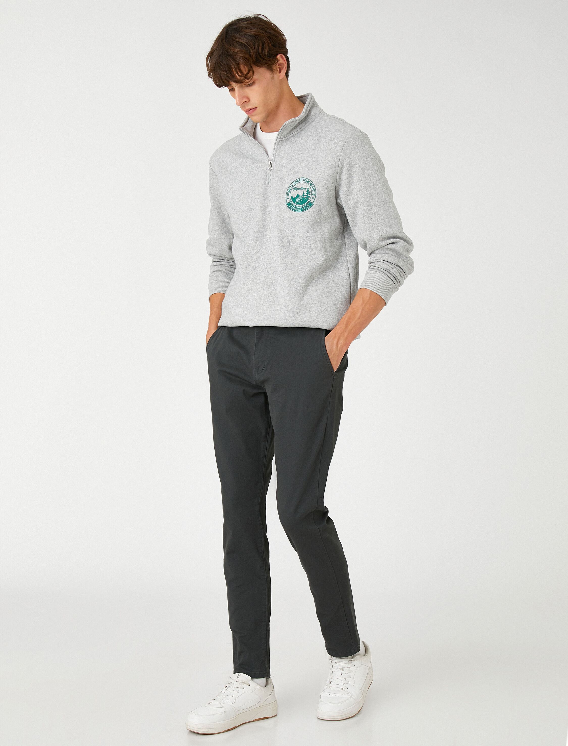   Basic Chino Pantolon Düğmeli Cep Detaylı