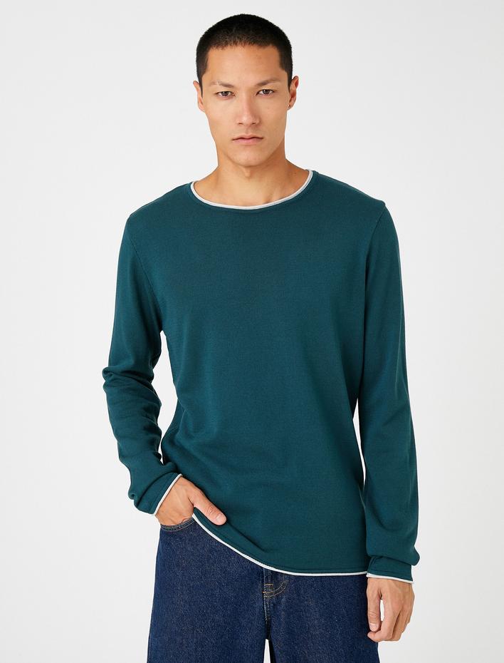  Basic Triko Kazak Bisiklet Yaka Uzun Kollu