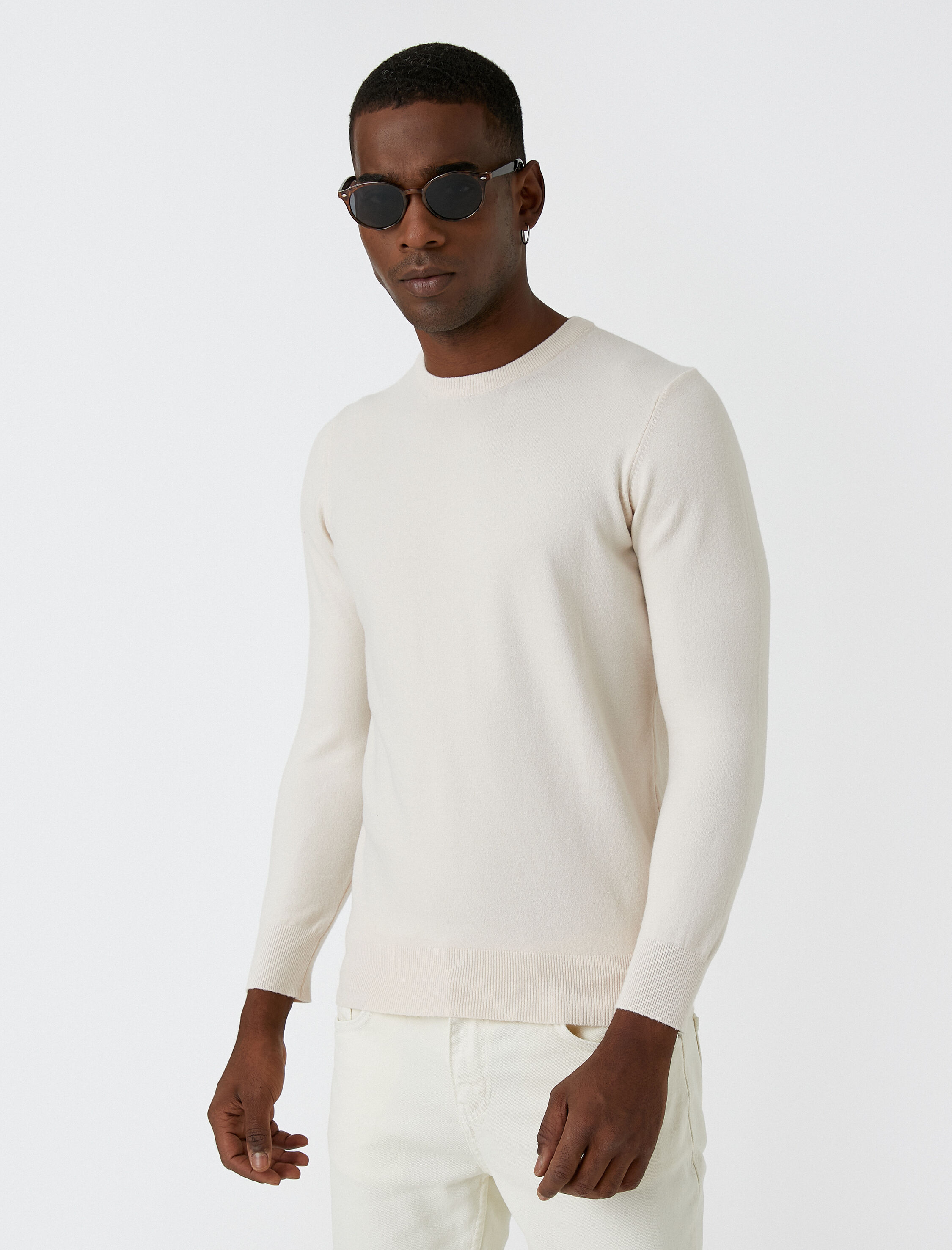   Basic Triko Kazak Bisiklet Yaka