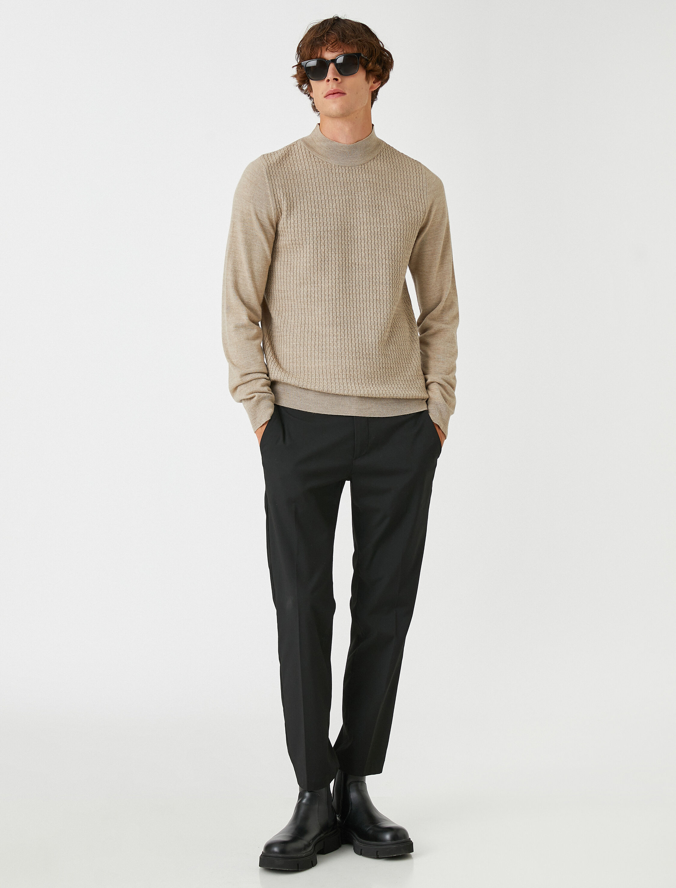   Basic Triko Kazak Yarım Balıkçı Yaka