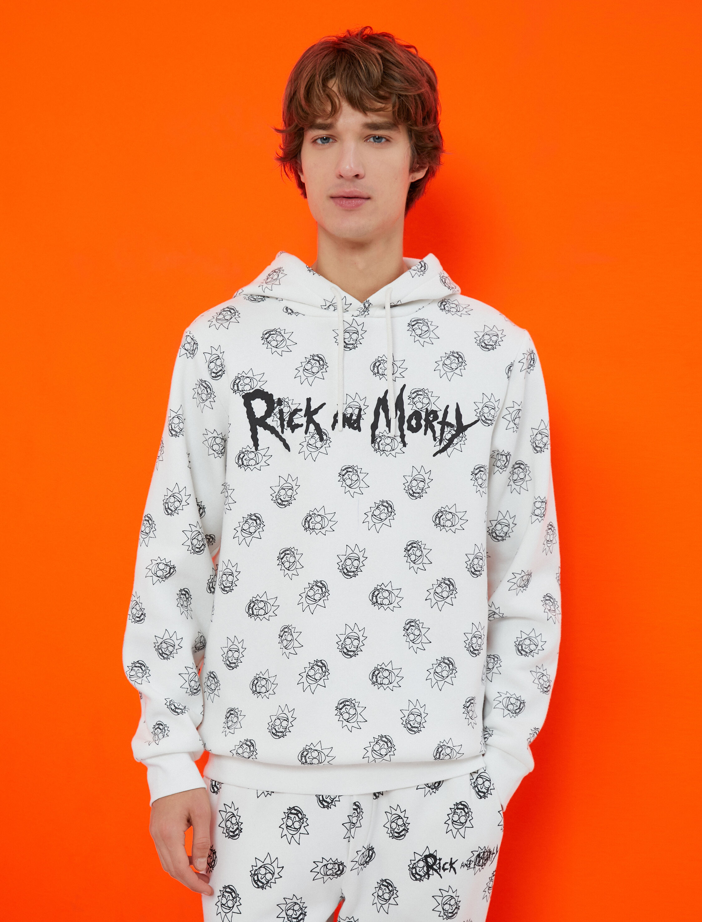   Rick and Morty Kapşonlu Sweatshirt Şardonlu Lisanslı Baskılı