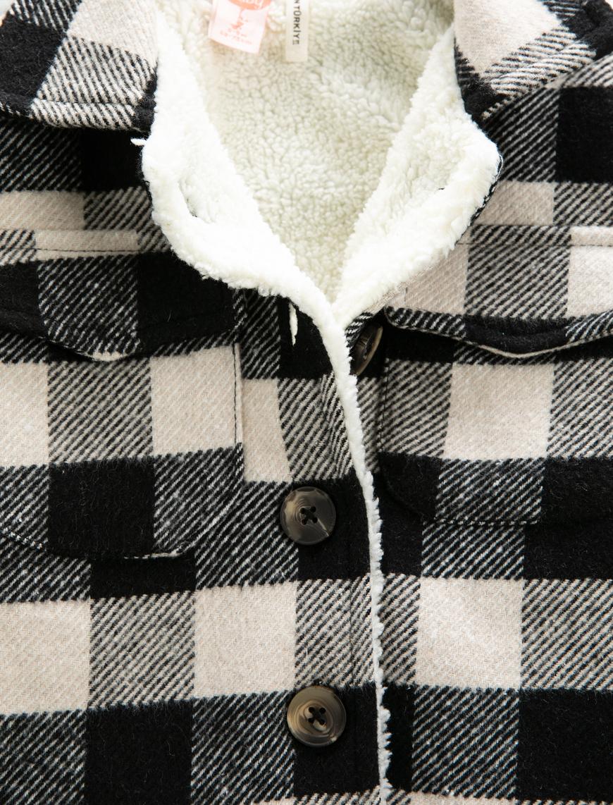  Erkek Bebek Oduncu Gömleği Yün Karışımlı Peluş Astarlı Uzun Kollu Cepli