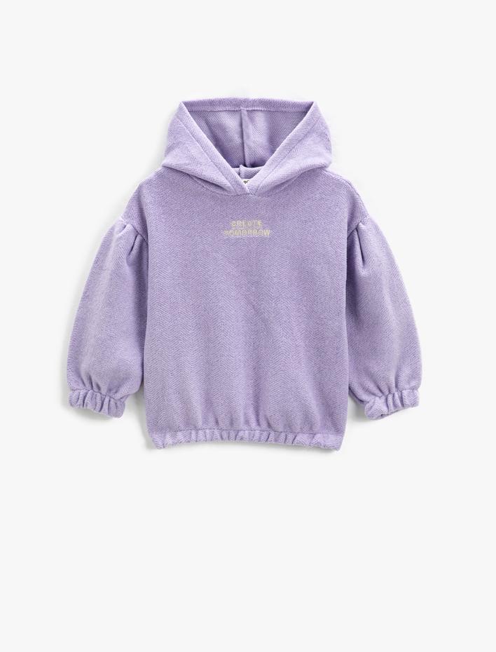 Kız Çocuk Kapşonlu Sweatshirt Uzun Kollu Pamuklu Yumuşak Dokulu