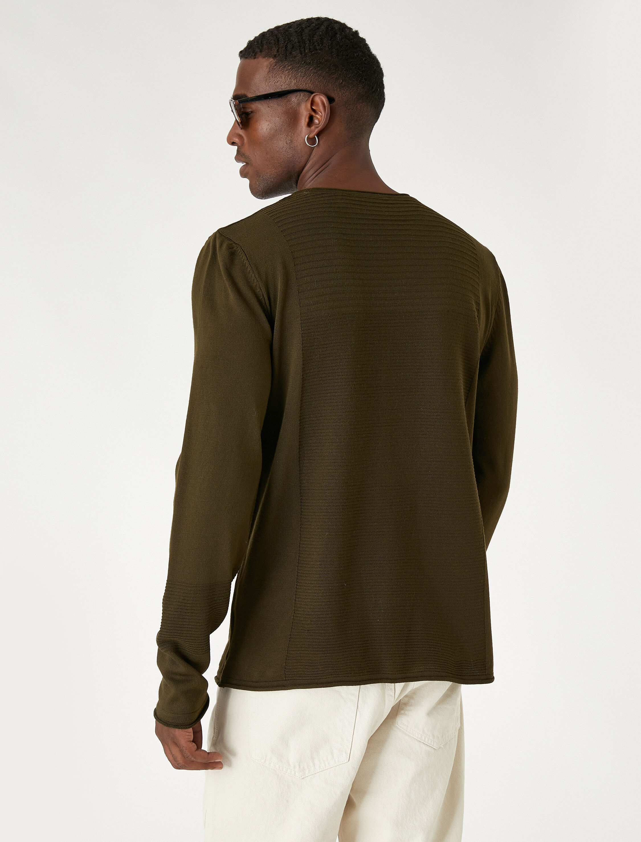   Kabartma Desenli Kazak Bisiklet Yaka