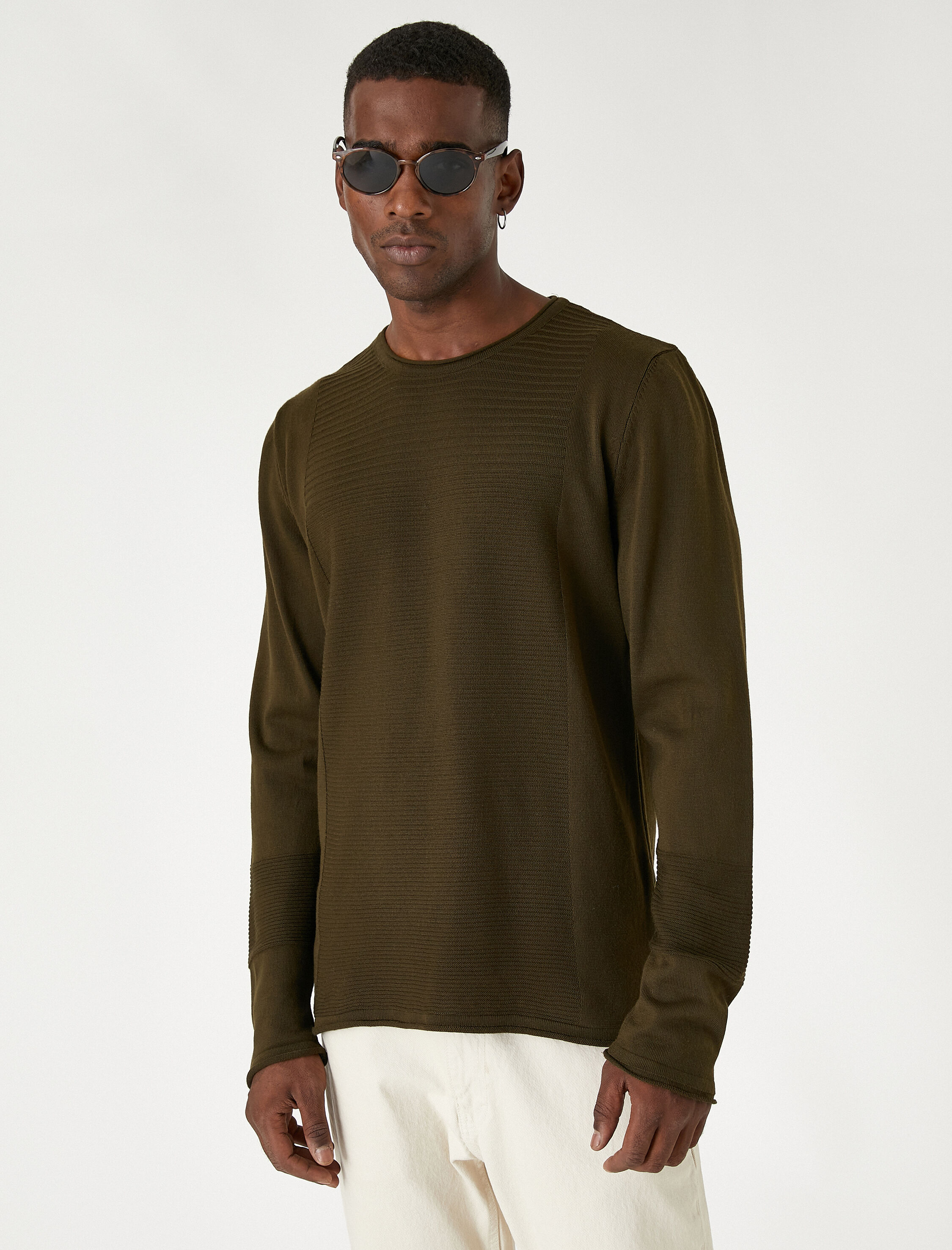   Kabartma Desenli Kazak Bisiklet Yaka