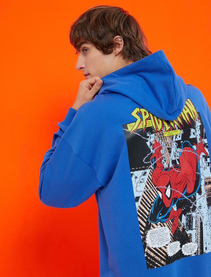  Spiderman Kapşonlu Oversize Sweatshirt Şardonlu Lisanslı Baskılı