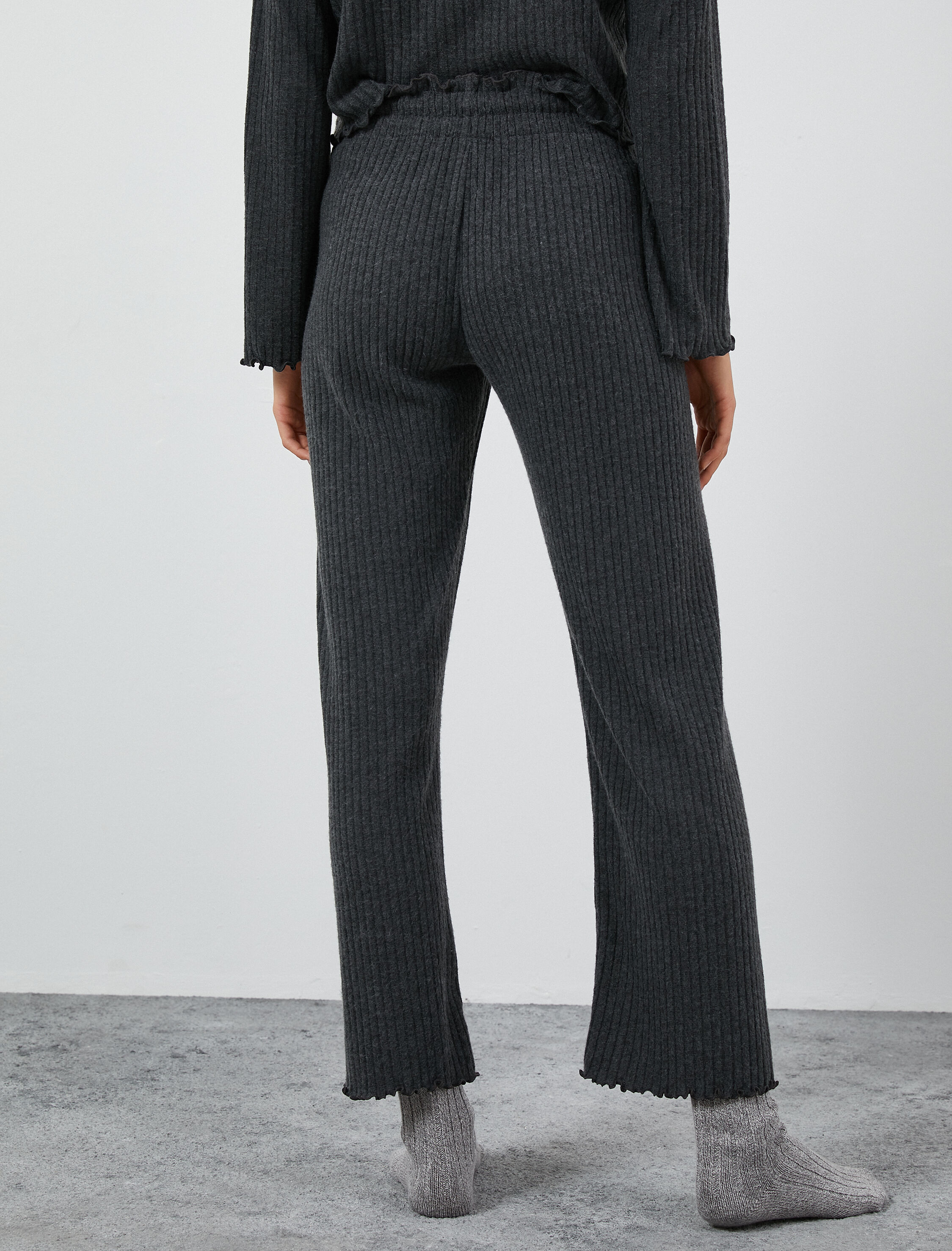   Düz Paça Pijama Altı Beli Lastikli