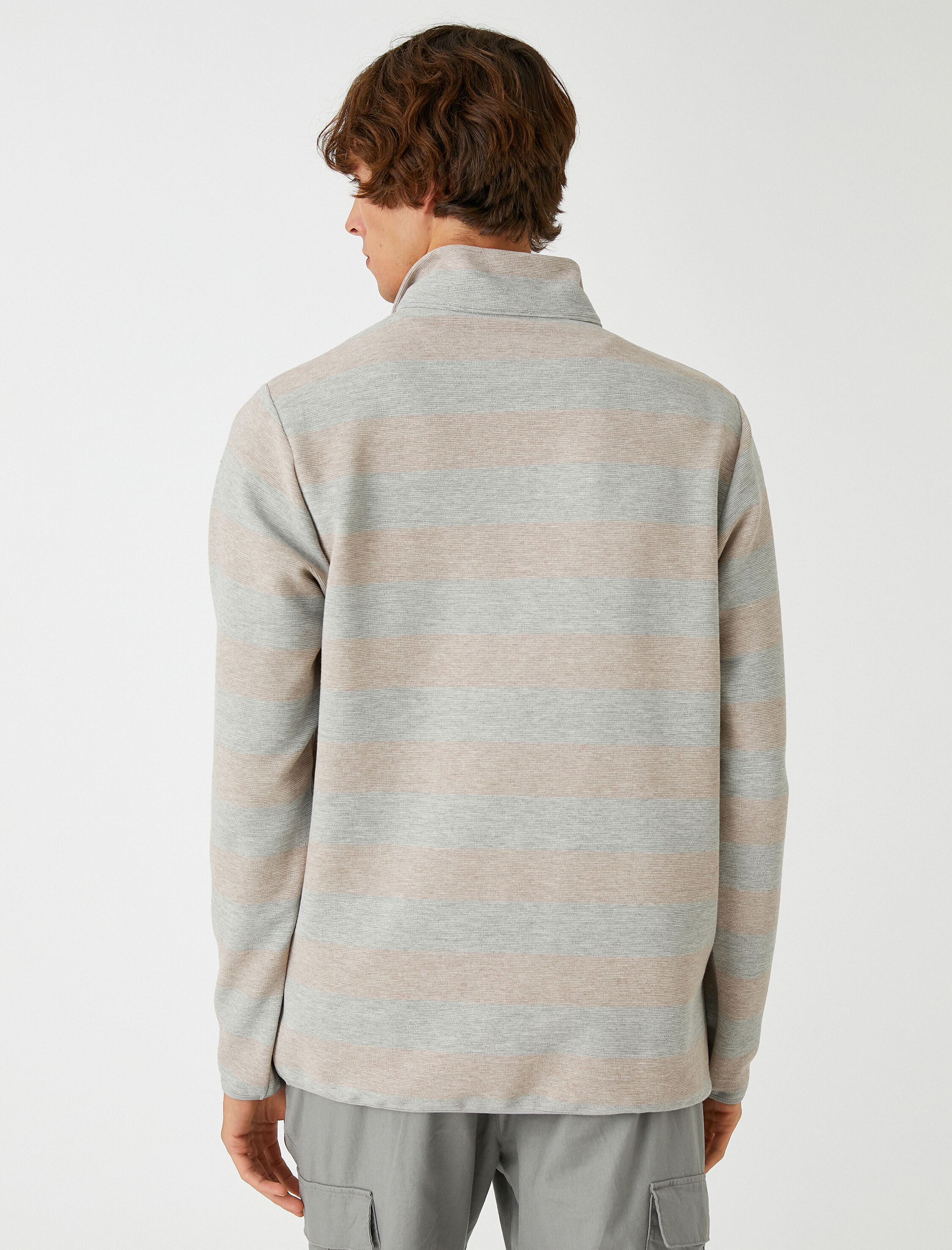   Kolej Sweatshirt Şardonlu Dik Yaka Fermuar Detaylı Renk Bloklu