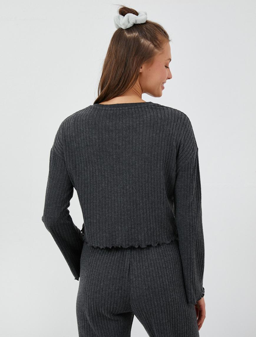   Crop Pijama Üstü Uzun Kollu