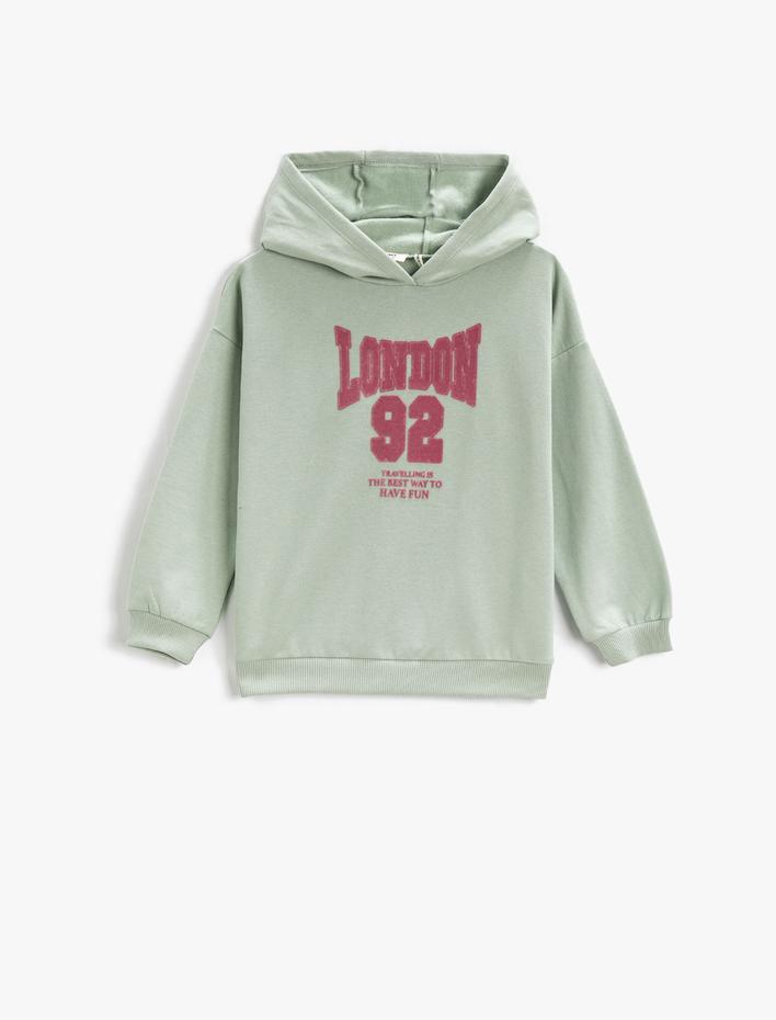 Kız Çocuk Baskılı Kapüşonlu Sweatshirt