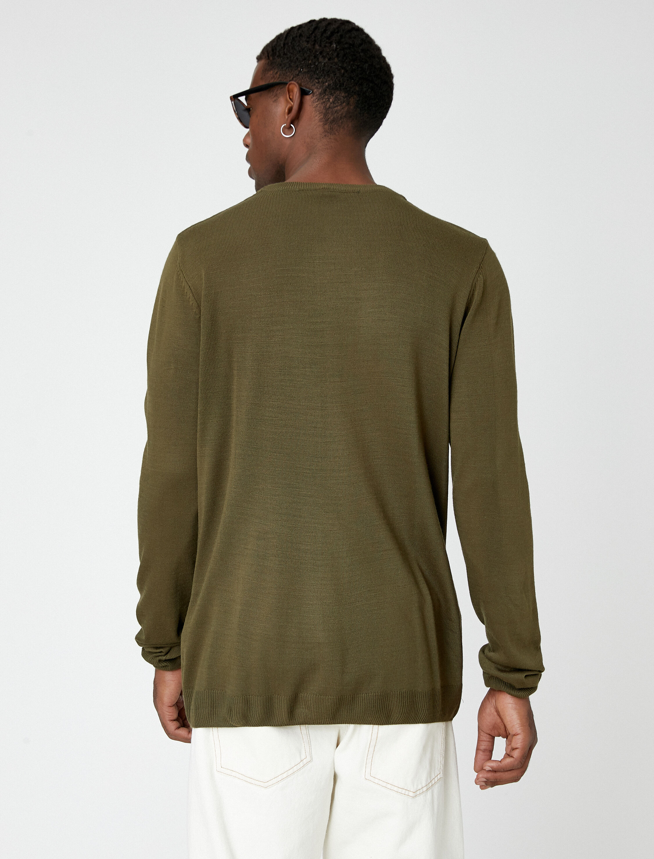 Basic Triko Kazak Bisiklet Yaka Dar Kesim Uzun Kollu