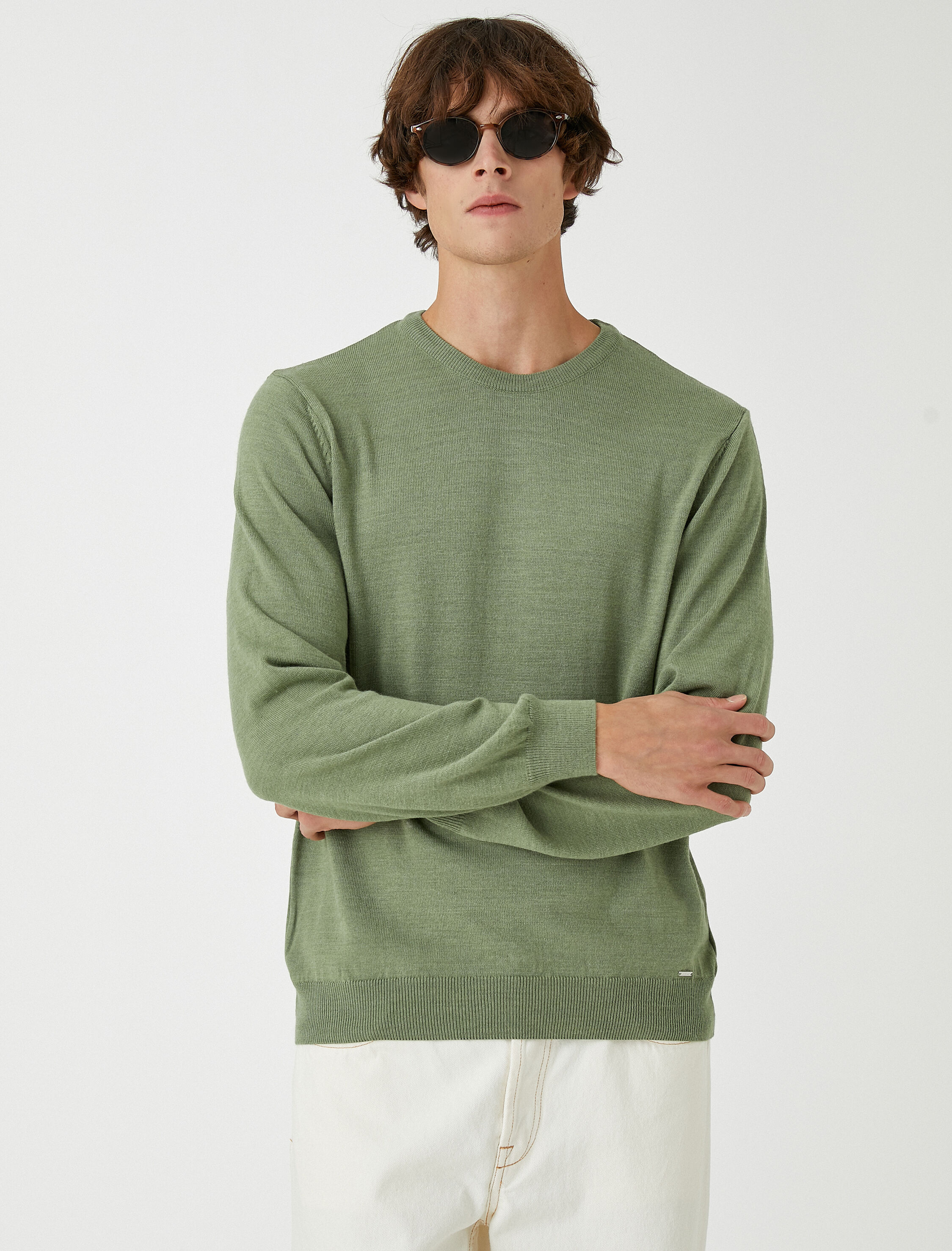   Kırçıllı Triko Kazak Bisiklet Yaka