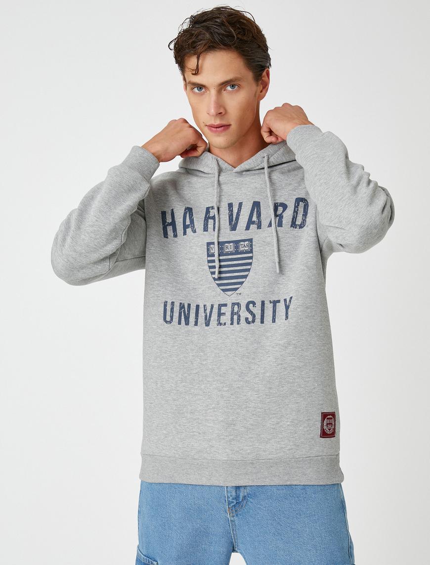   Harvard Kapşonlu Sweatshirt Şardonlu Lisanslı Baskılı