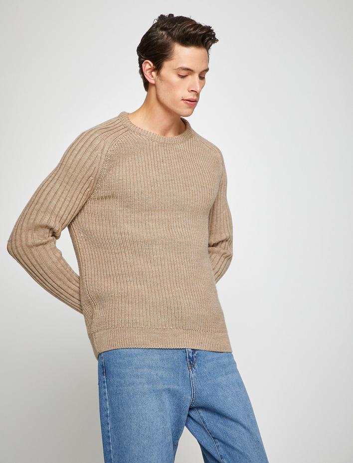  Basic Triko Kazak Bisiklet Yaka Uzun Kollu Slim Fit