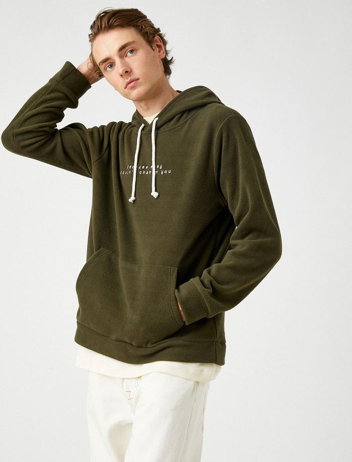  Polar İşlemeli Kapşonlu Sweatshirt Şardonlu