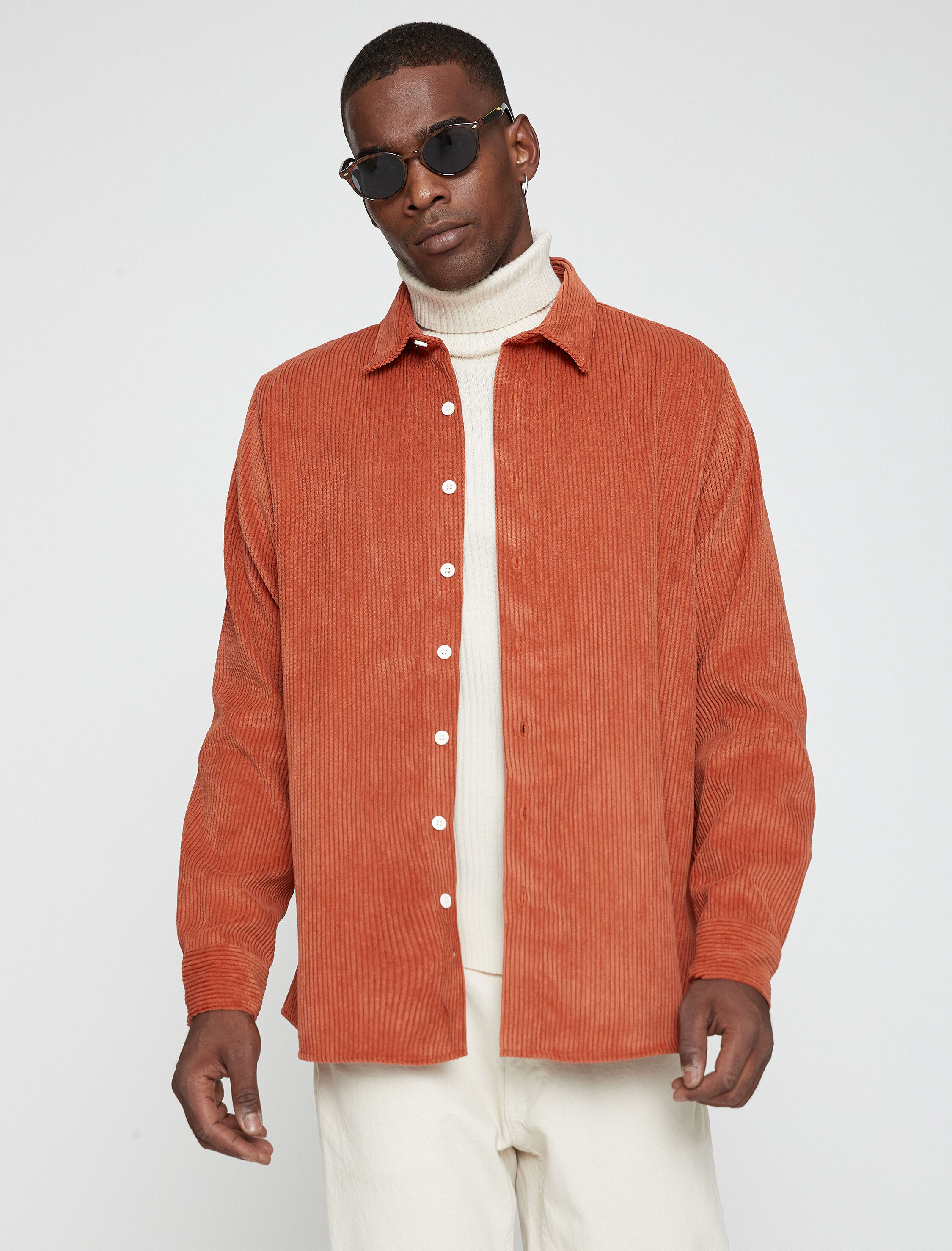   Fitilli Kadife Gömlek Uzun Kollu