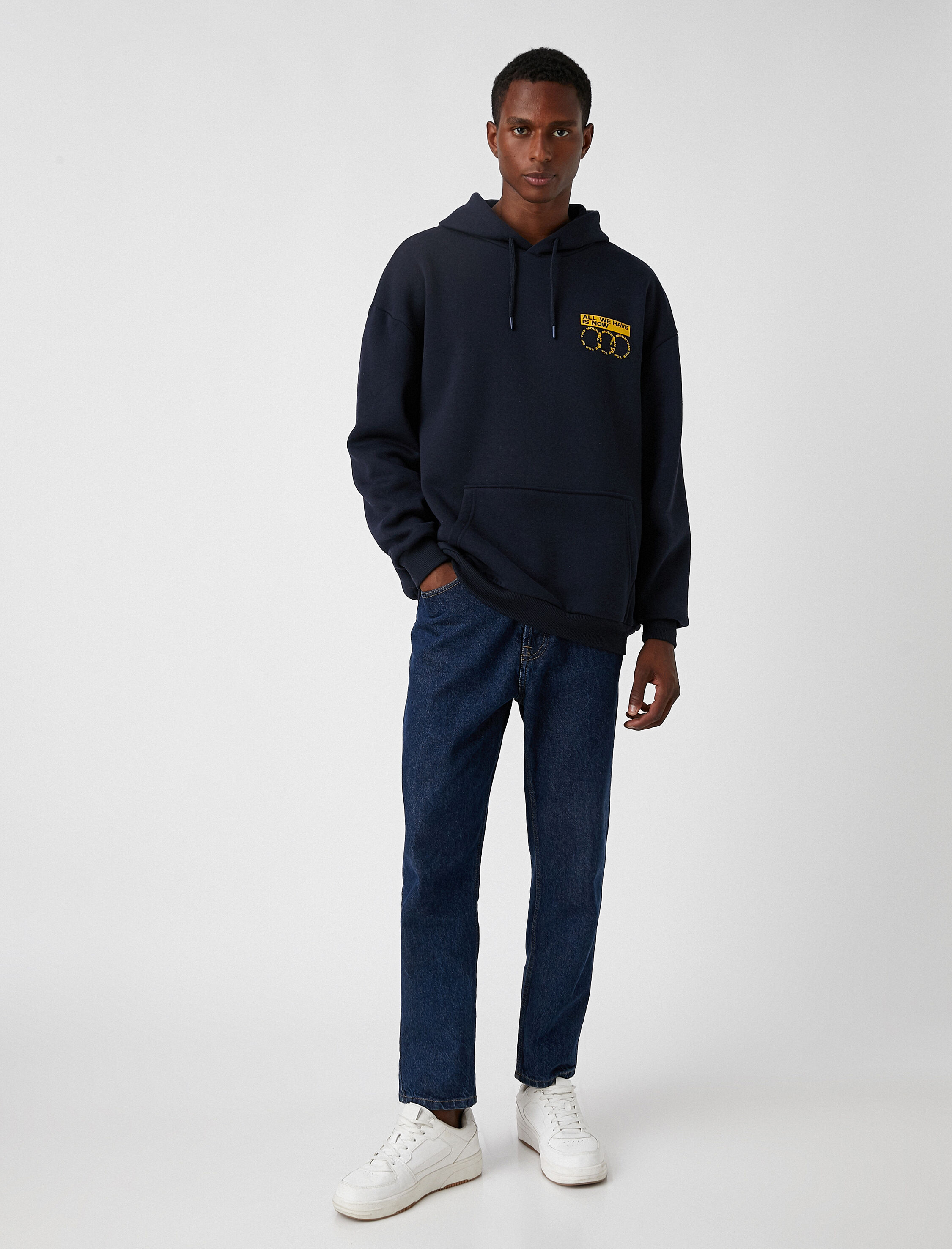   Baskılı Kapşonlu Sweatshirt Şardonlu