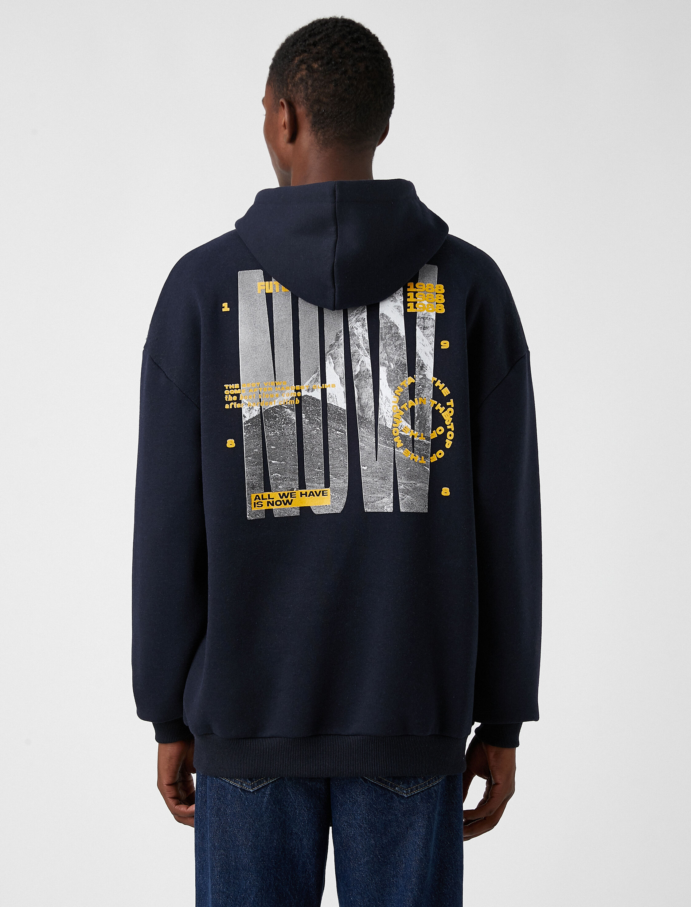   Baskılı Kapşonlu Sweatshirt Şardonlu