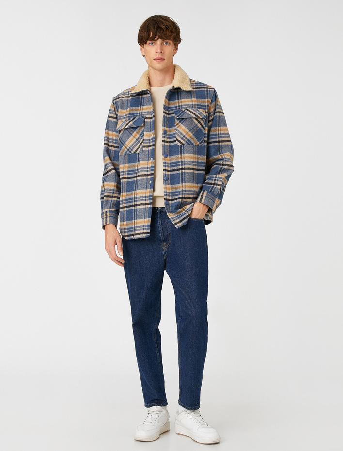  Ekoseli Oduncu Gömleği Çıtçıtlı Cepli Yaka Detaylı