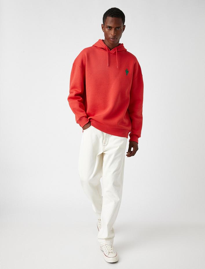  Kaktüs İşlemeli Kapşonlu Sweatshirt
