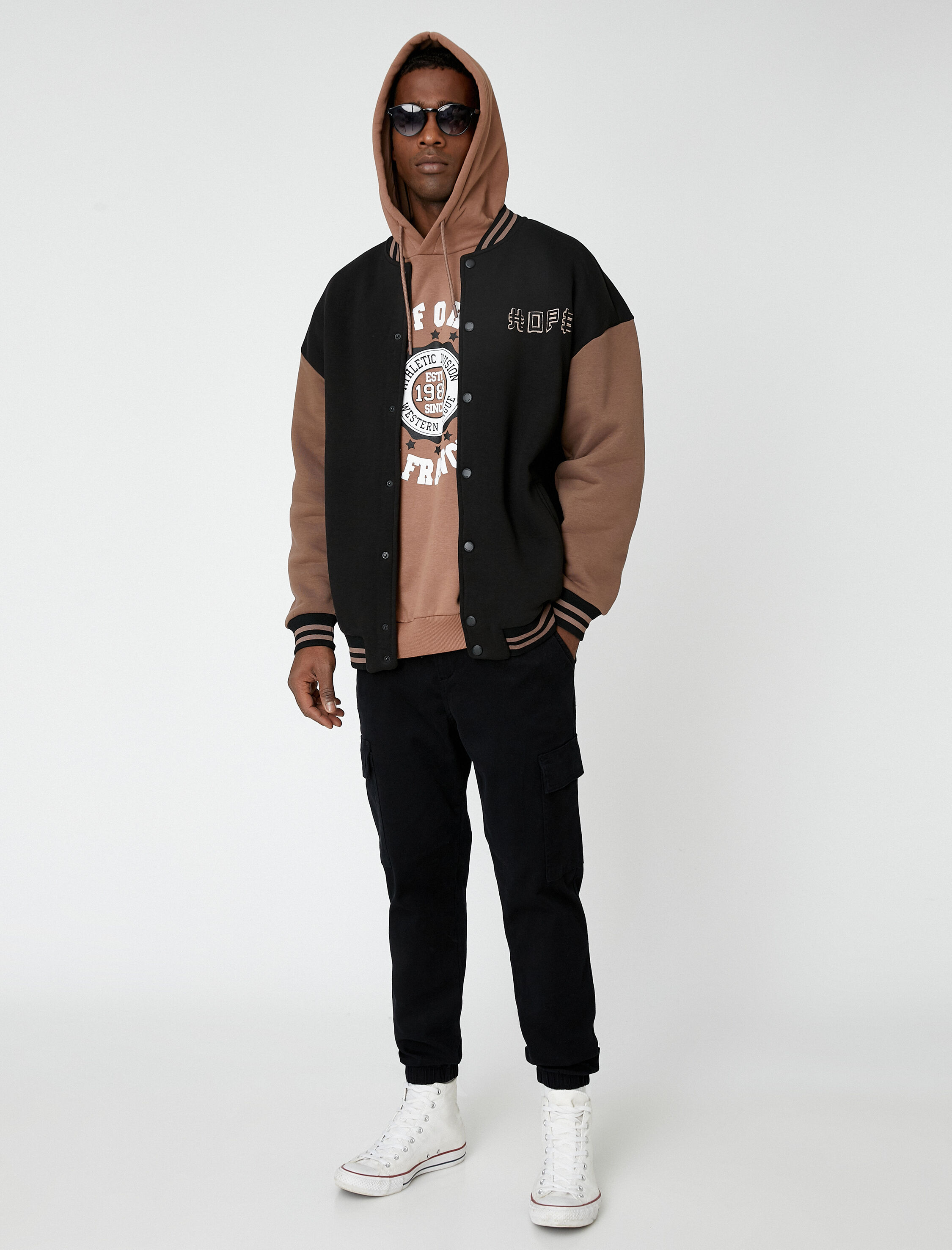   Kolej Baskılı Ceket Bomber Yaka