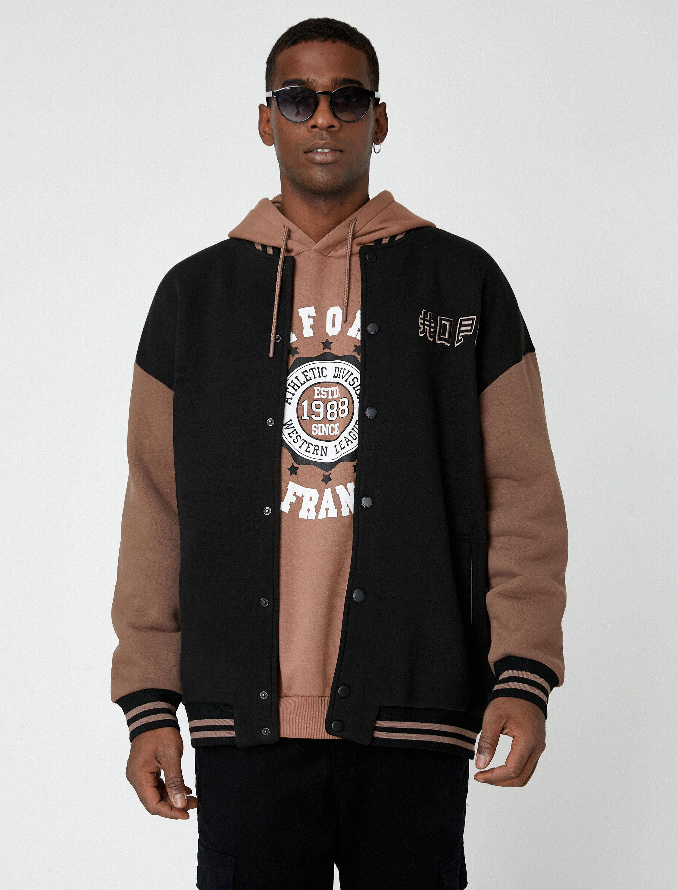   Kolej Baskılı Ceket Bomber Yaka