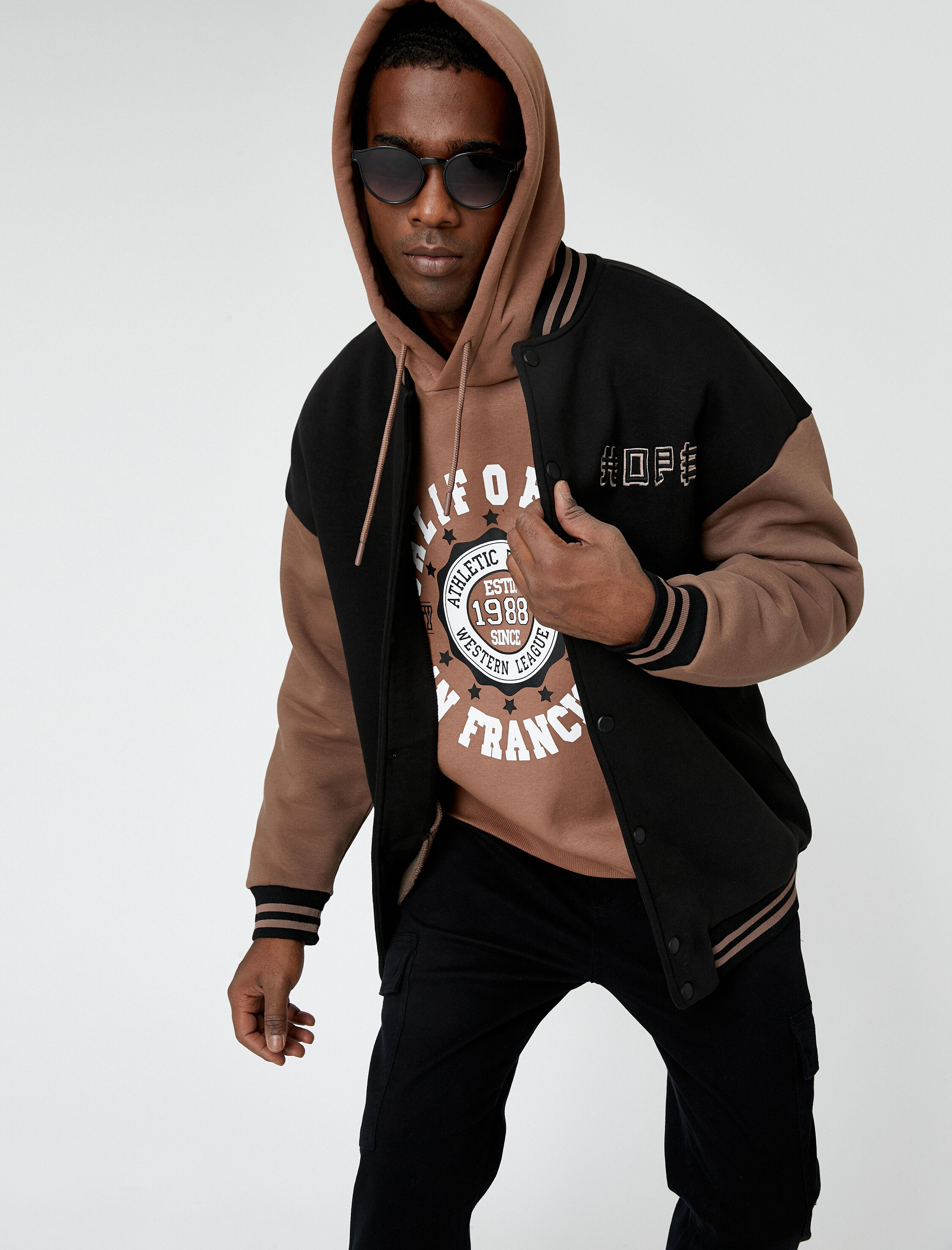   Kolej Baskılı Ceket Bomber Yaka