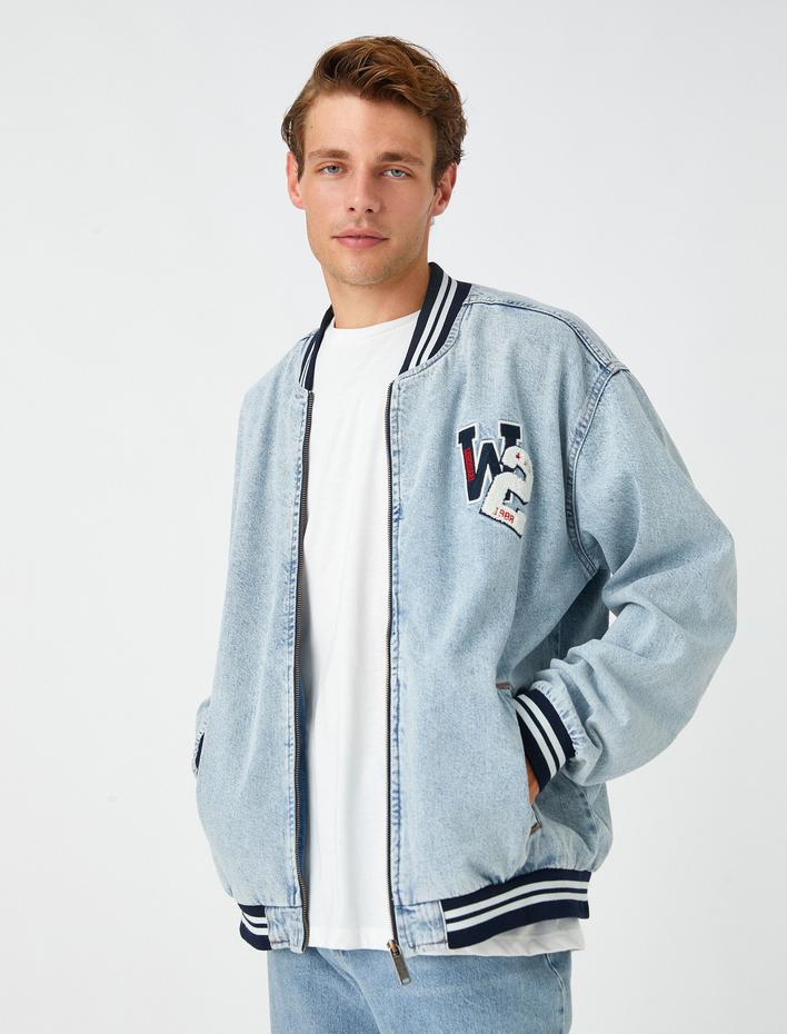  Kolej Baskılı Kot Ceket