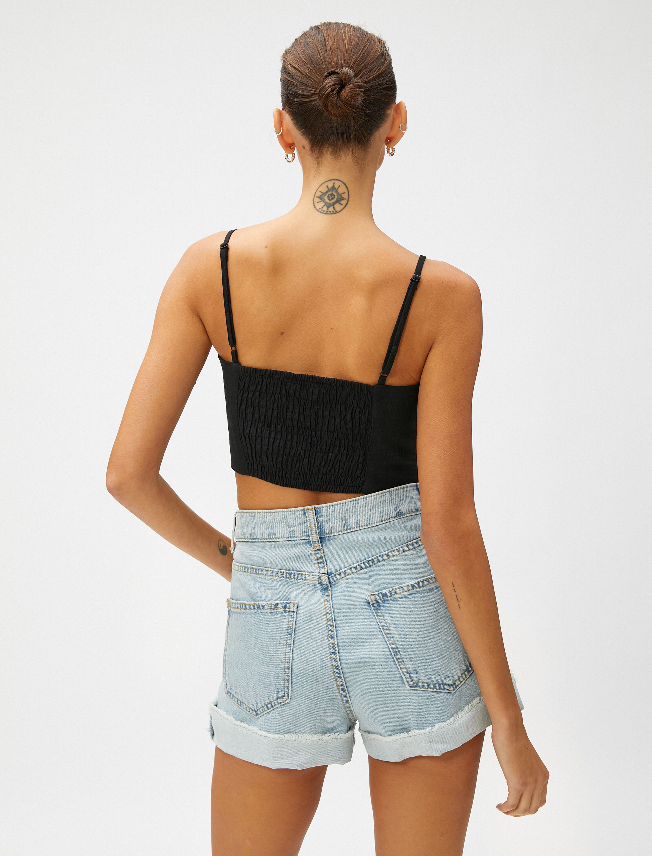   Keten Karışımlı Crop Bluz
