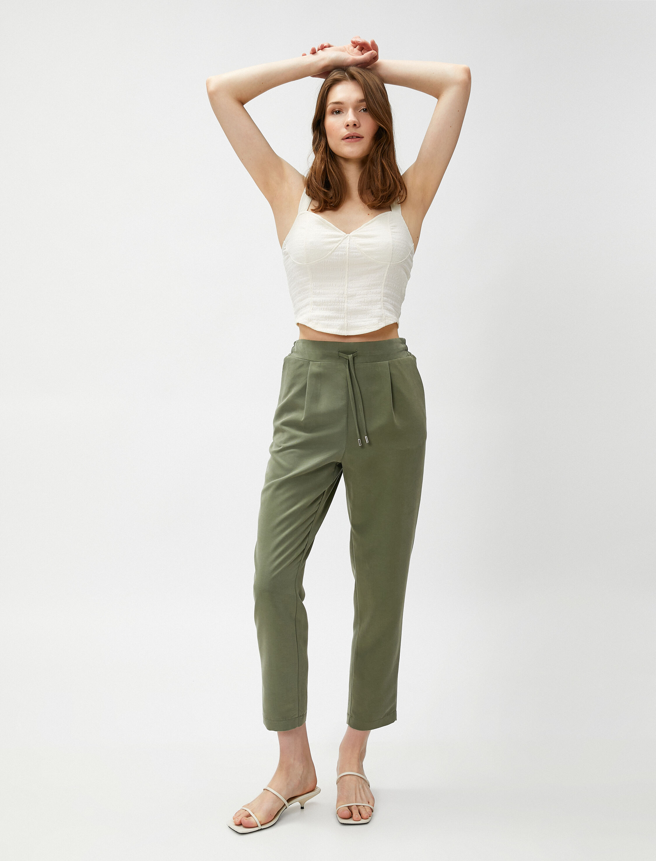   Cepli Beli Bağlamalı Pantolon Modal Karışımlı