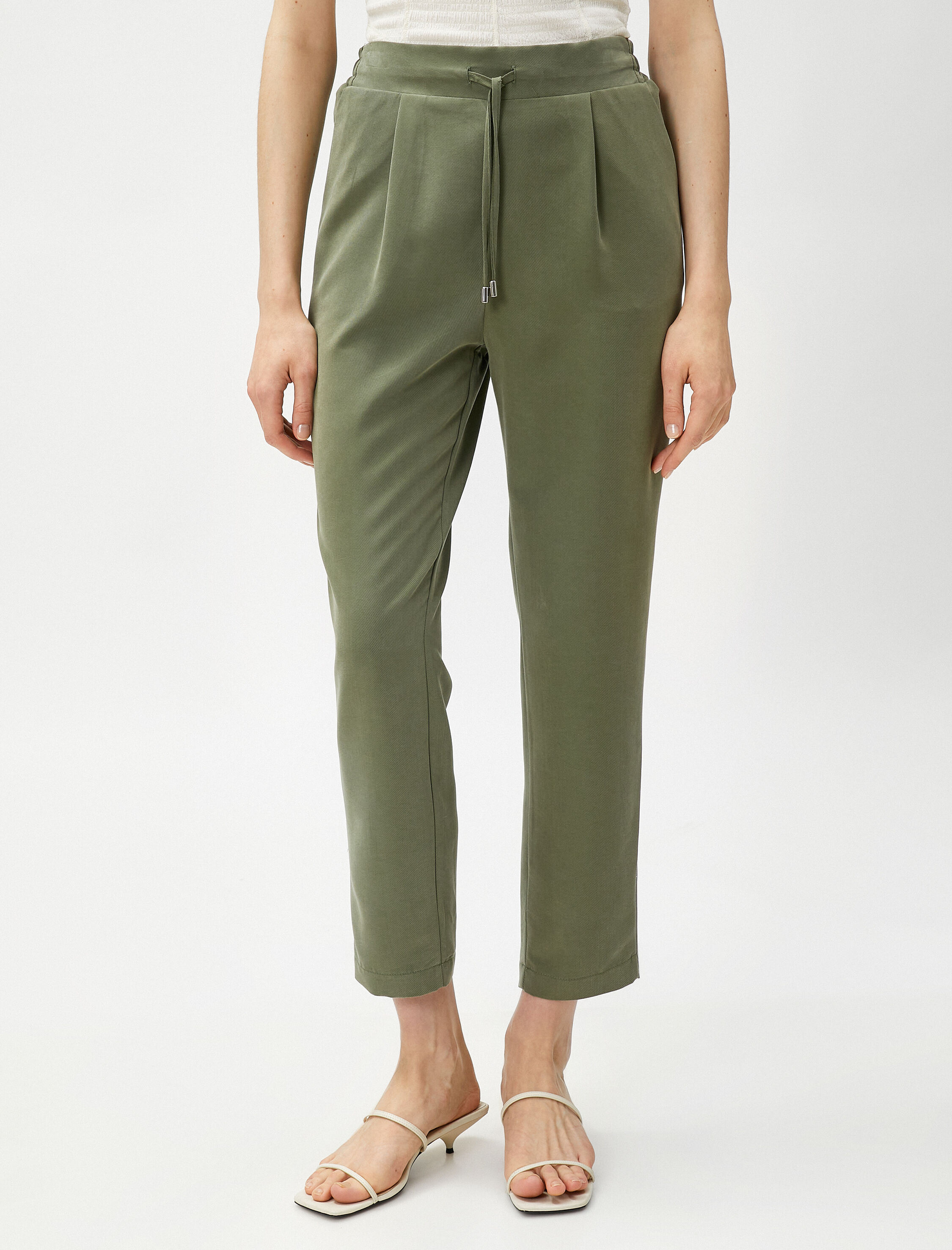   Cepli Beli Bağlamalı Pantolon Modal Karışımlı