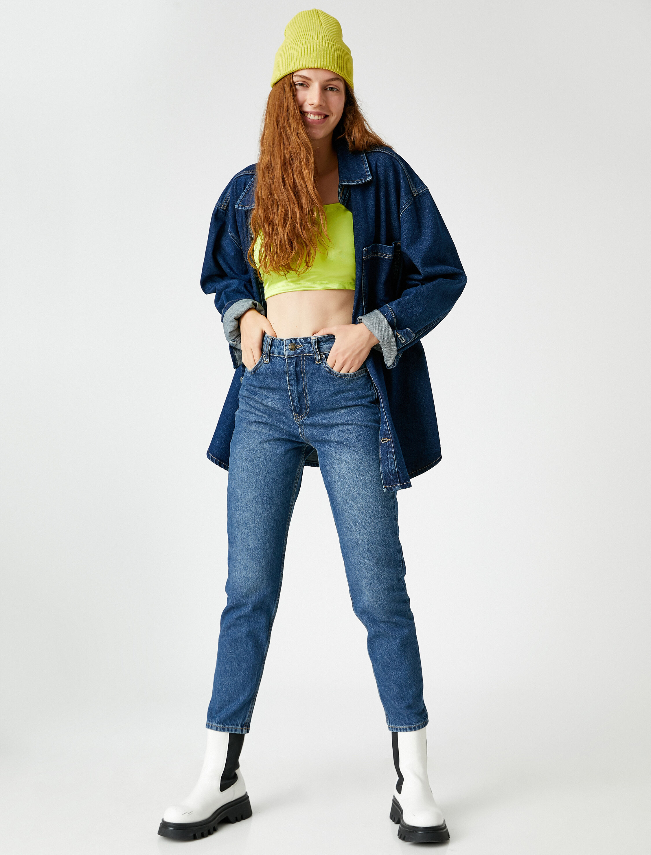   Yüksek Bel Kot Pantolon - Mom Jean