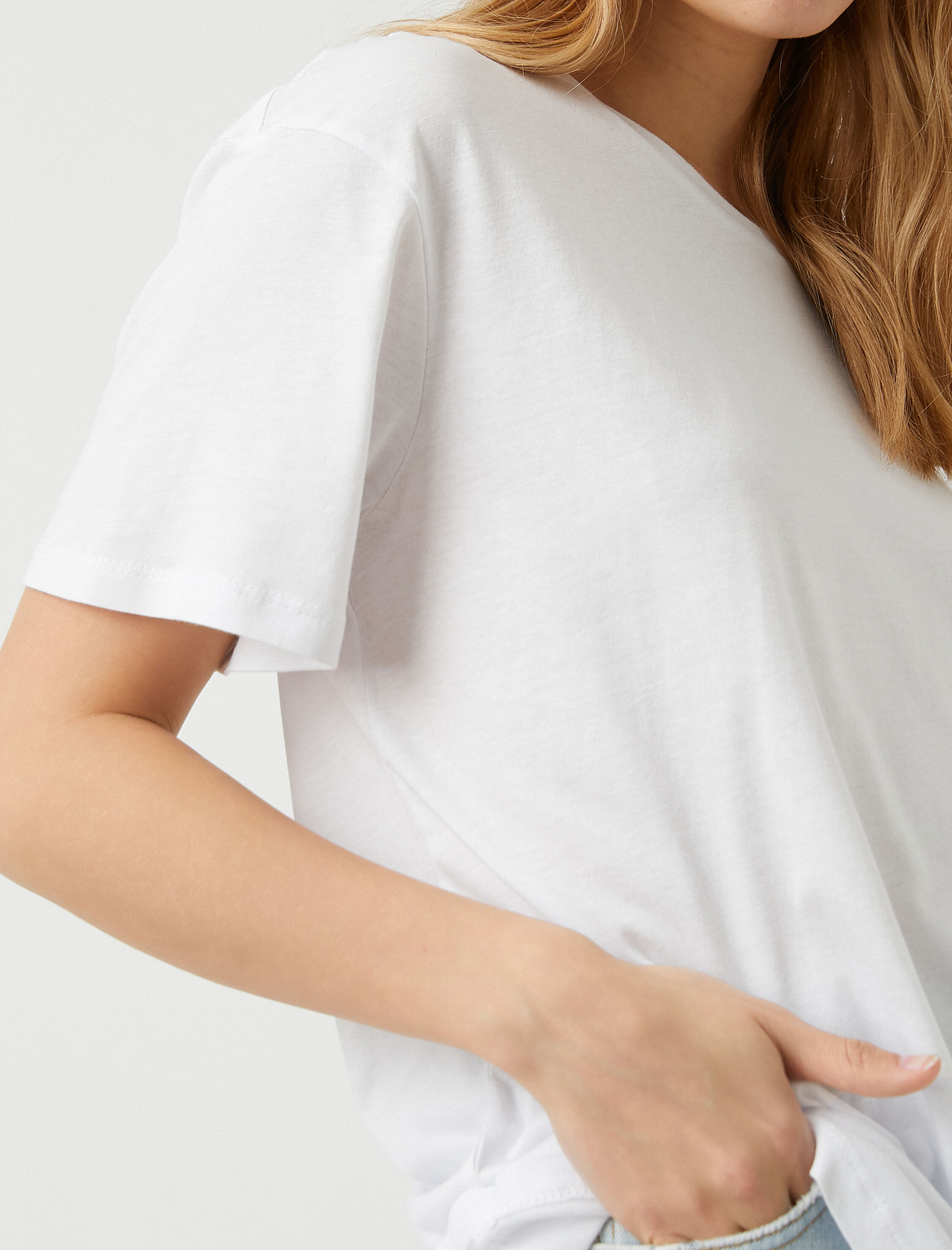  Oversize Bisiklet Yaka Kısa Kollu Tişört