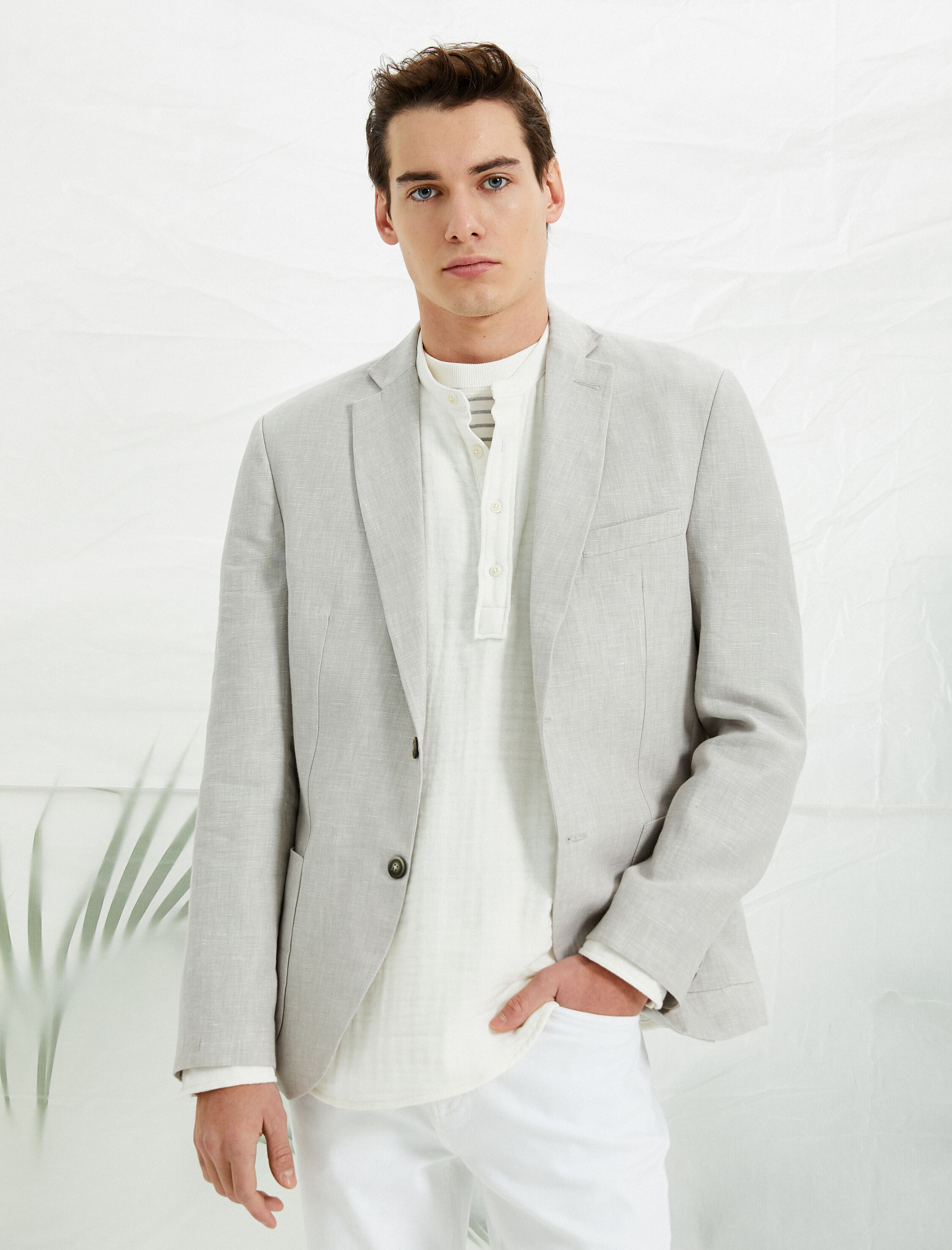   Dar Kesim Blazer Ceket Cepli Önü Düğmeli