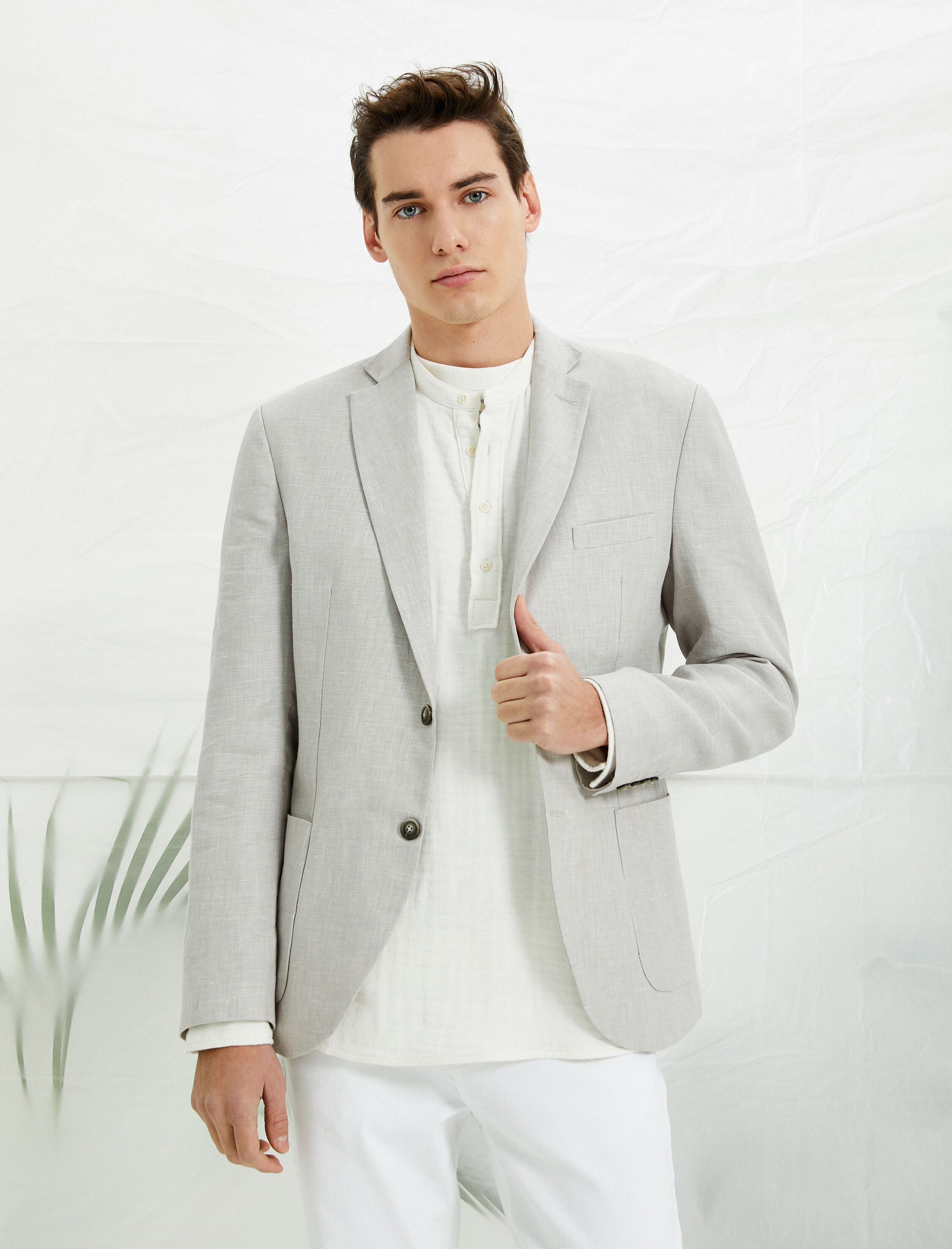   Dar Kesim Blazer Ceket Cepli Önü Düğmeli