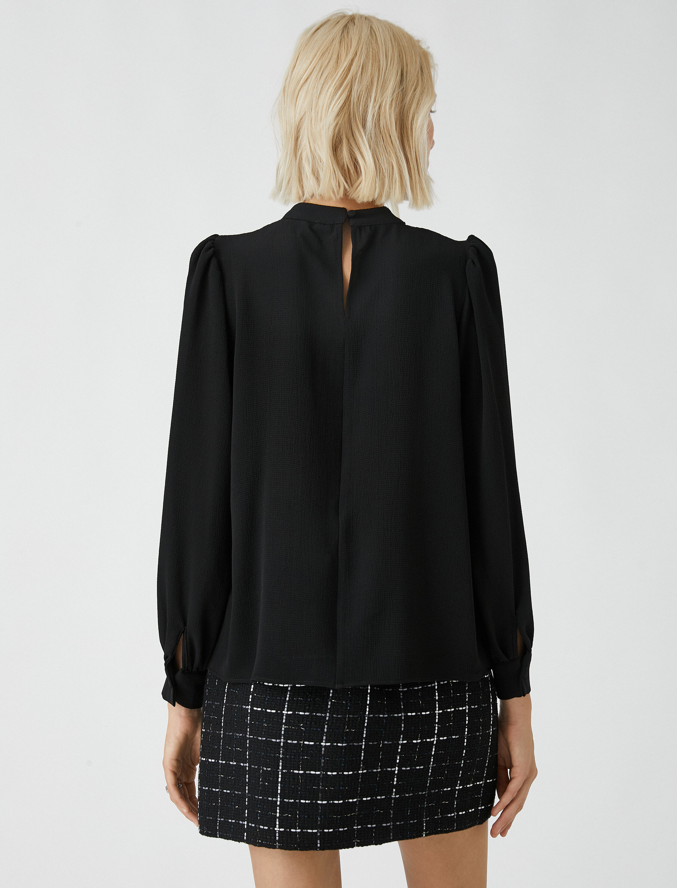   Dik Yaka Bluz Balon Kollu