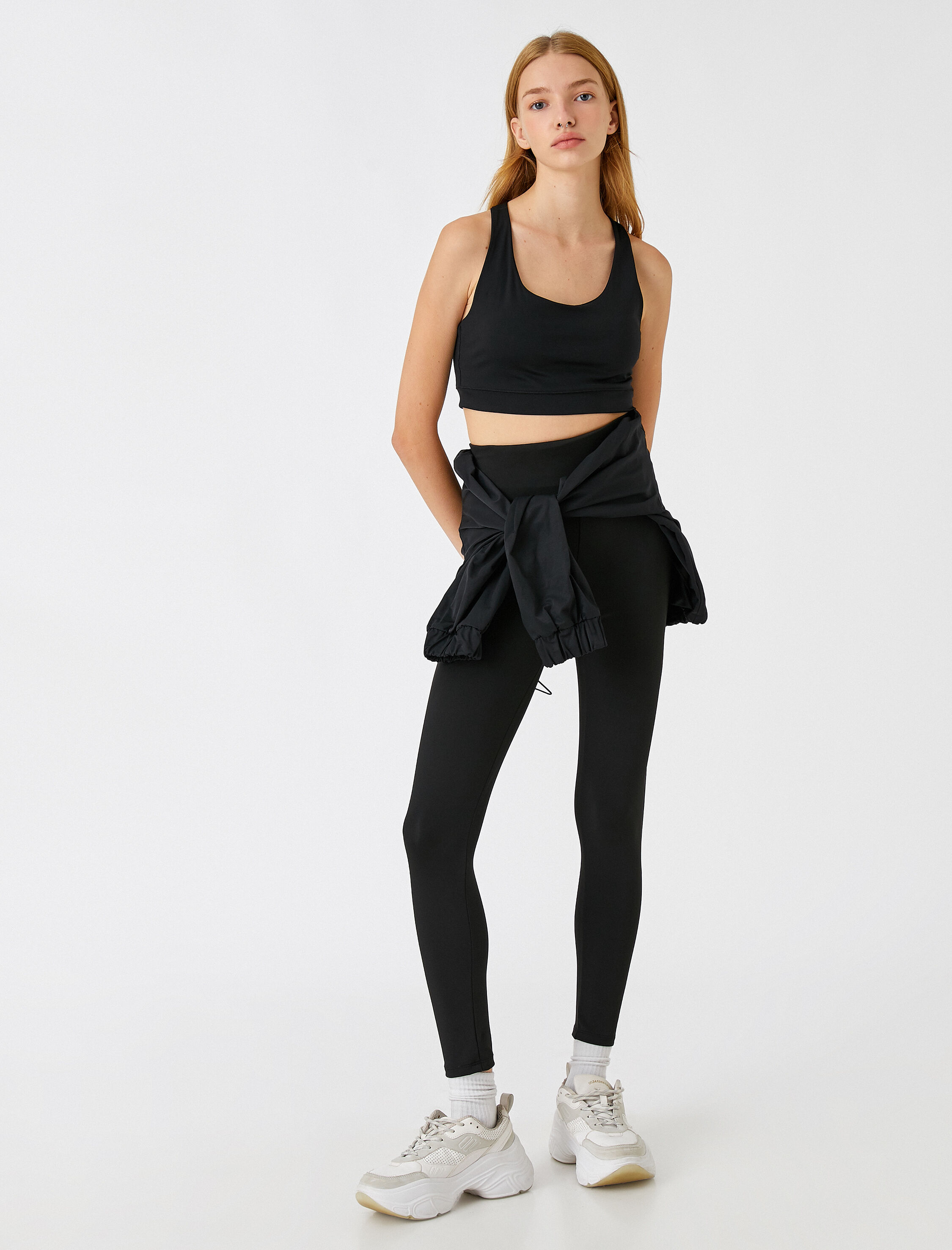 High Waisted Cropped Crossover V Waistband Leggings