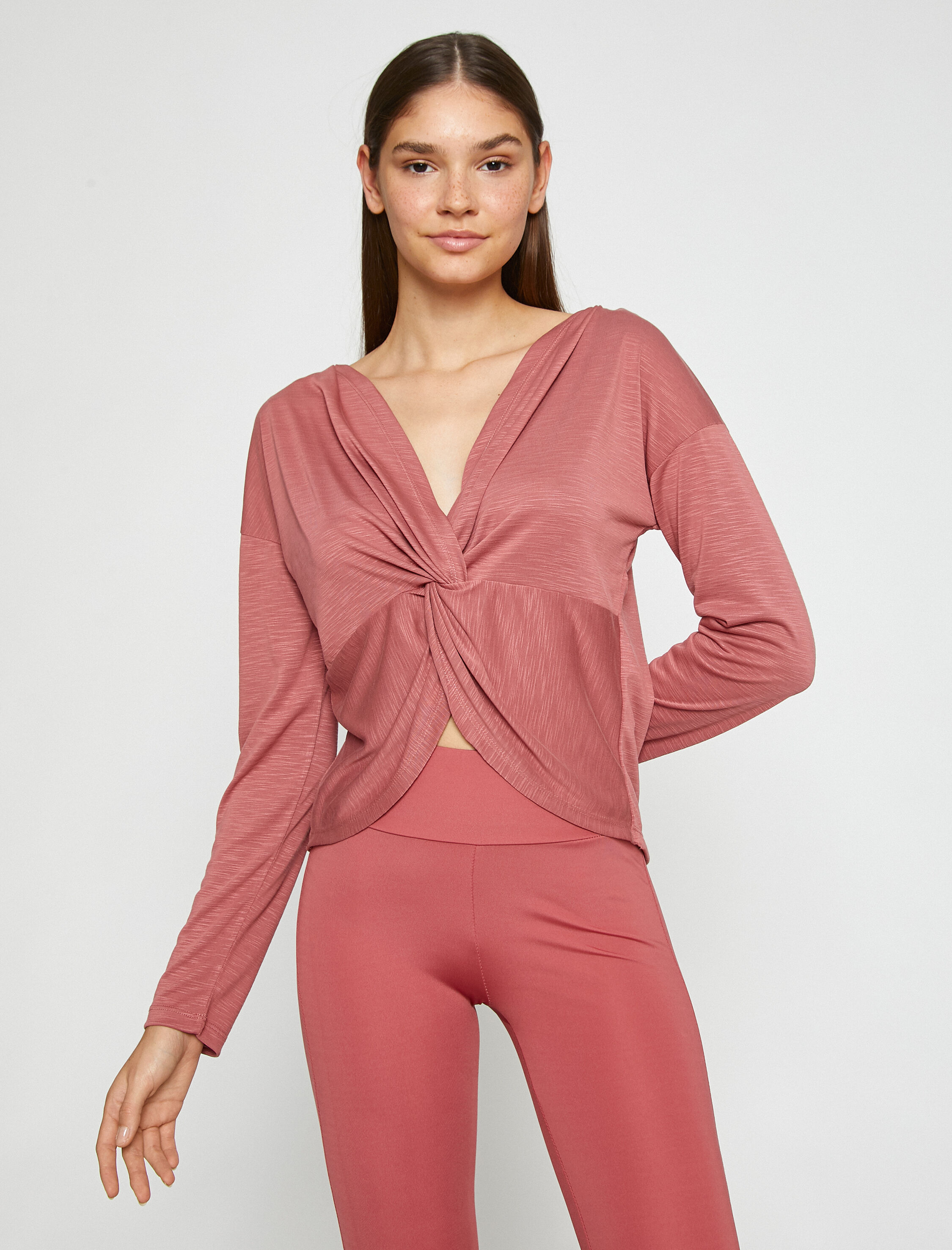   Büzgü Detaylı Yoga Sweatshirt Modal Karışımlı İpeksi Dokulu