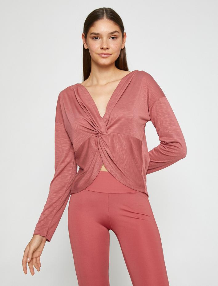  Büzgü Detaylı Yoga Sweatshirt Modal Karışımlı İpeksi Dokulu