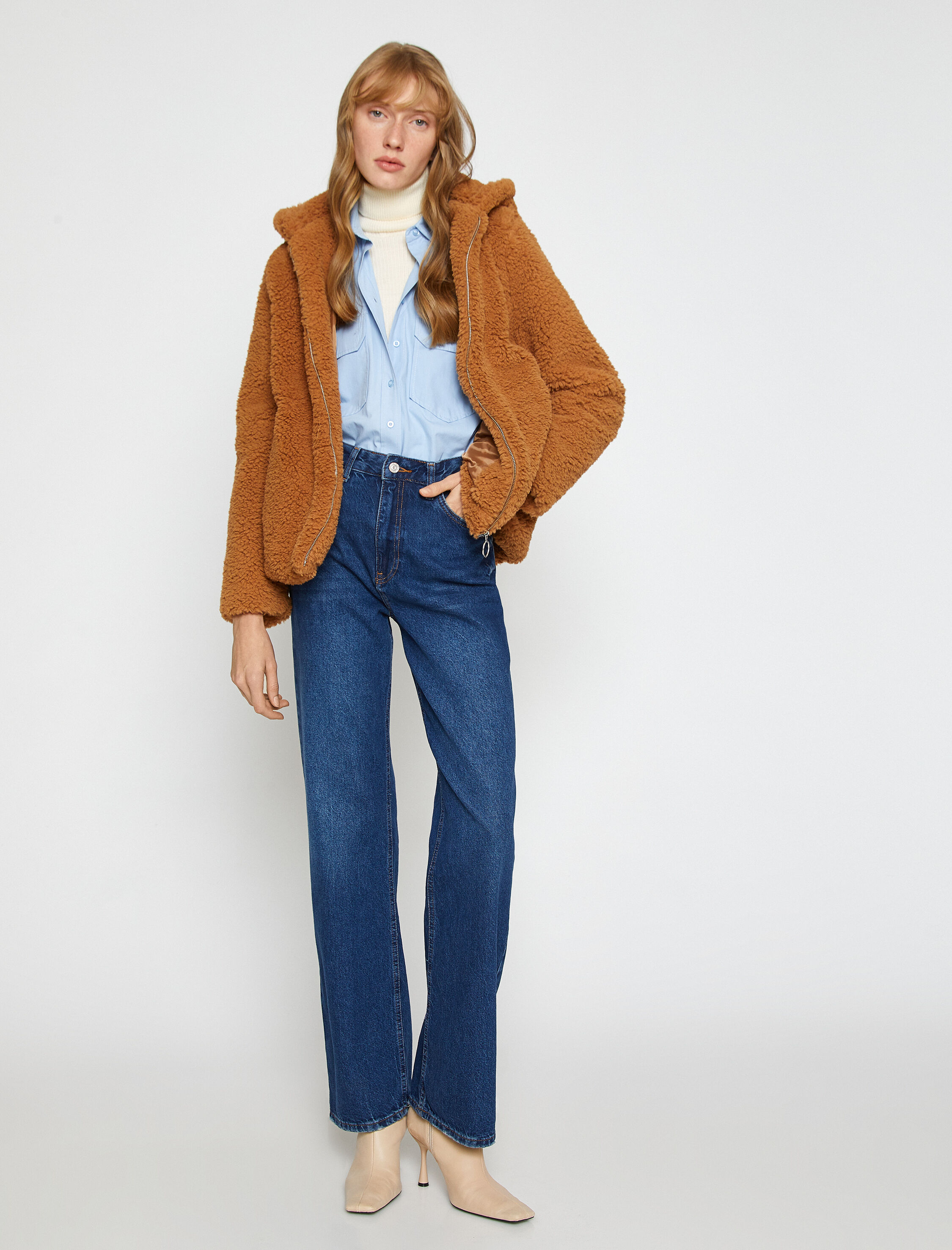   Kapüşonlu Peluş Ceket