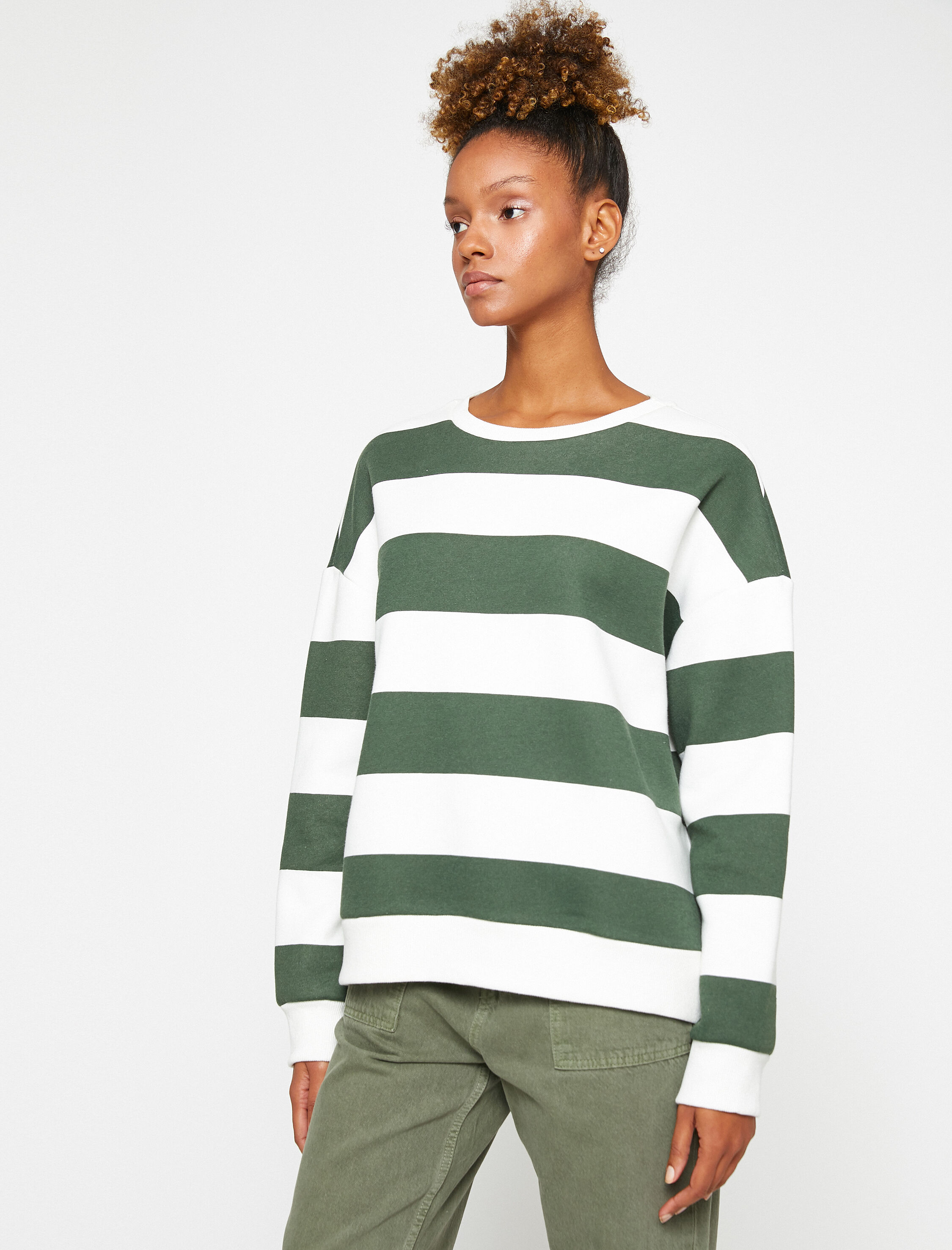   Bisiklet Yaka Sweatshirt Uzun Kollu İçi Polarlı