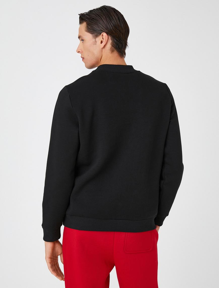   Basic Sweatshirt Şardonlu Yarım Balıkçı Yaka Uzun Kollu