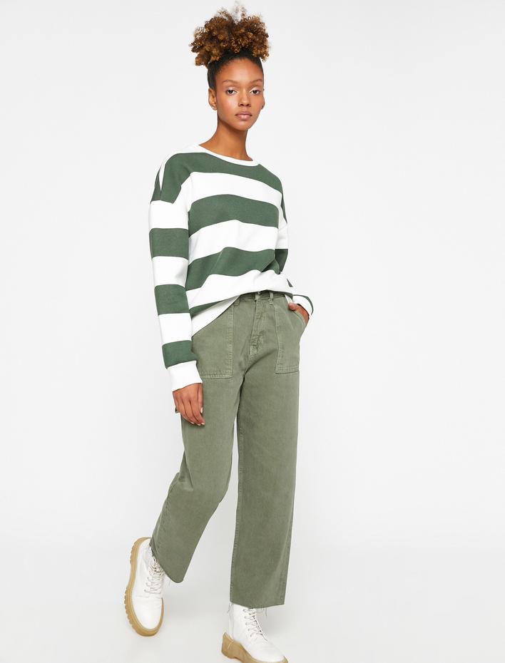  Bisiklet Yaka Sweatshirt Uzun Kollu İçi Polarlı