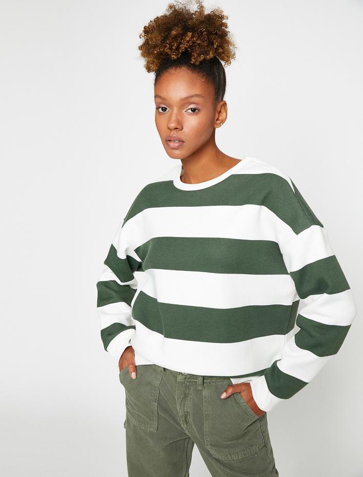  Bisiklet Yaka Sweatshirt Uzun Kollu İçi Polarlı