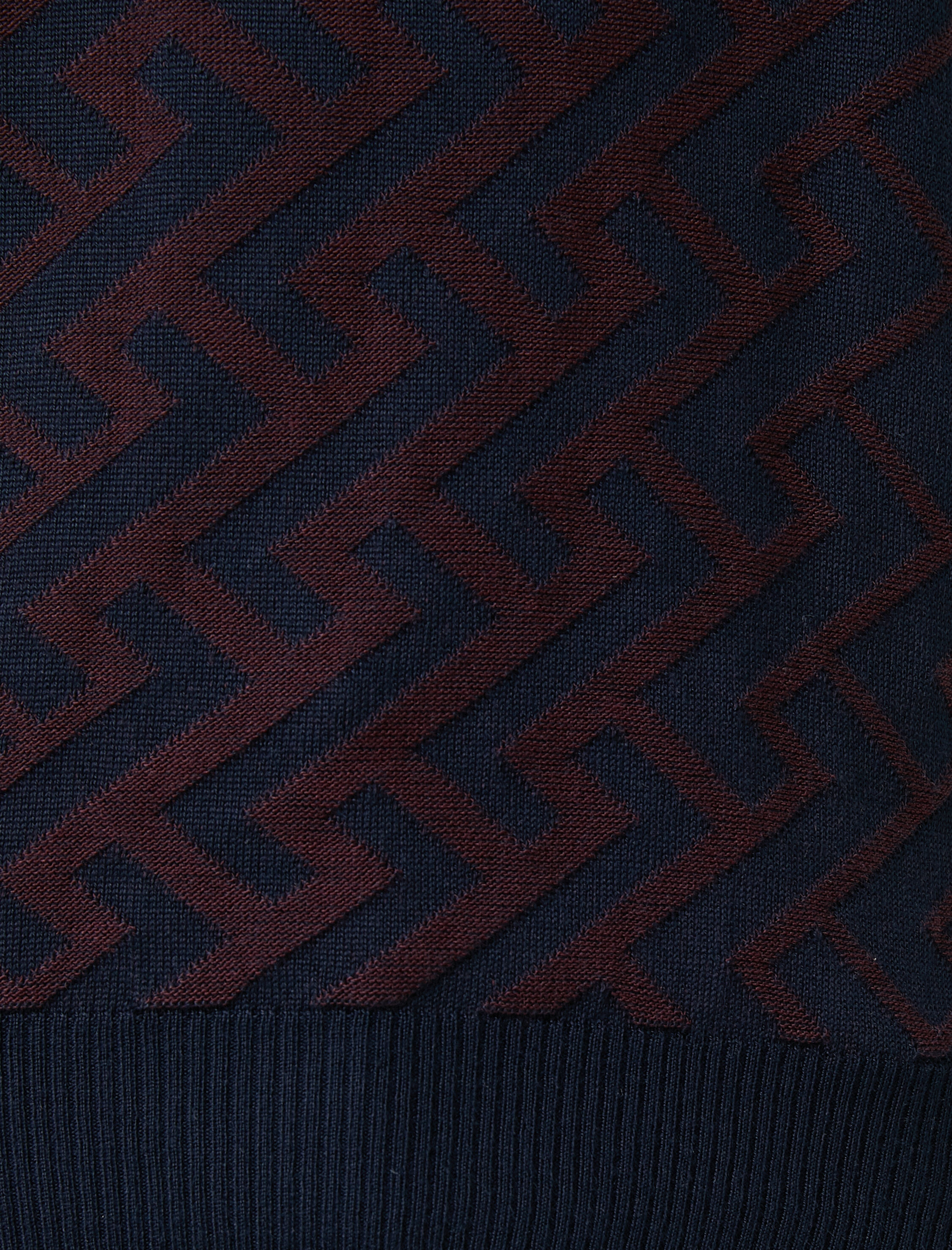   Basic Triko Kazak Geometrik Desenli Dokulu Bisiklet Yaka