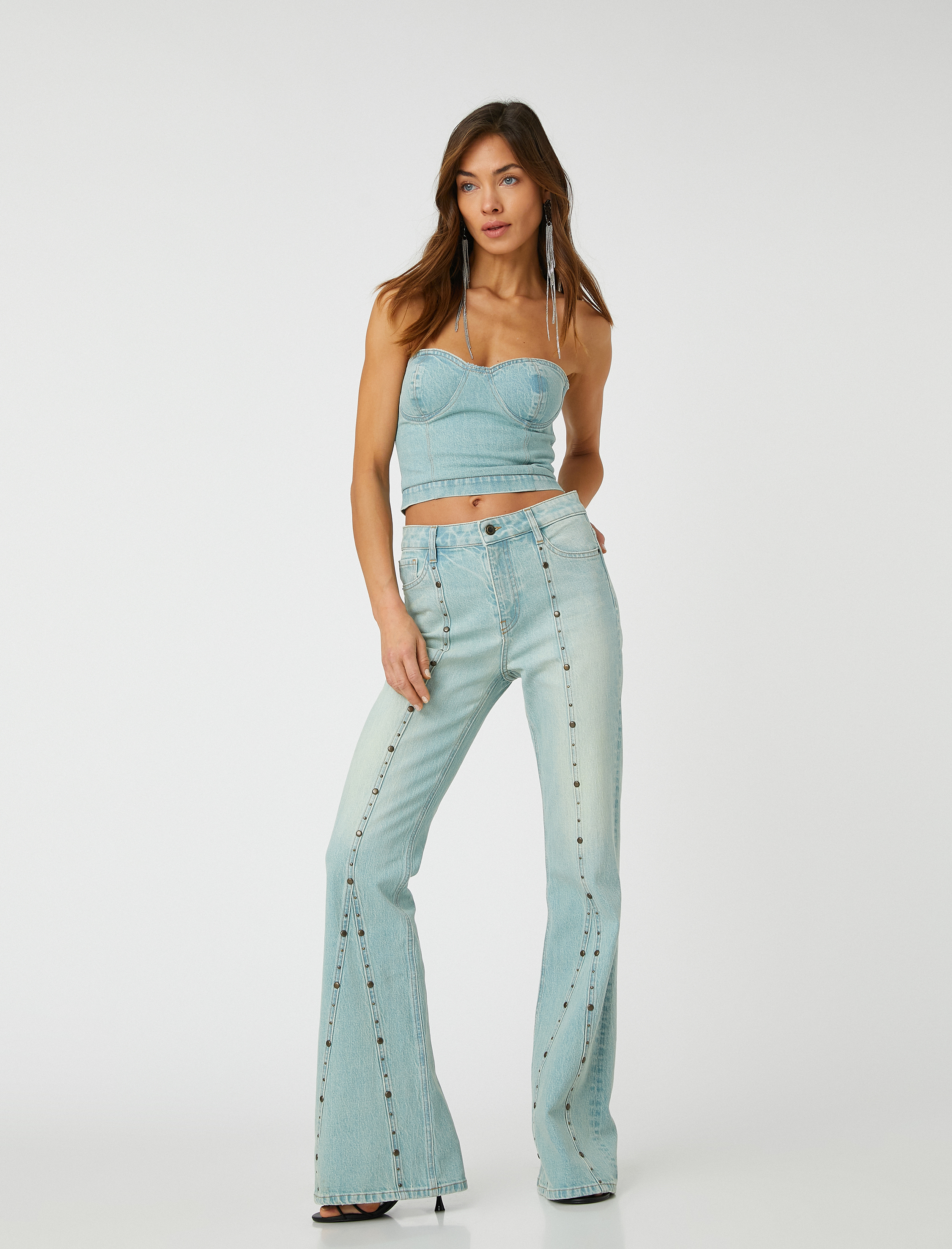   İspanyol Paça Kot Pantolon Dar Kesim